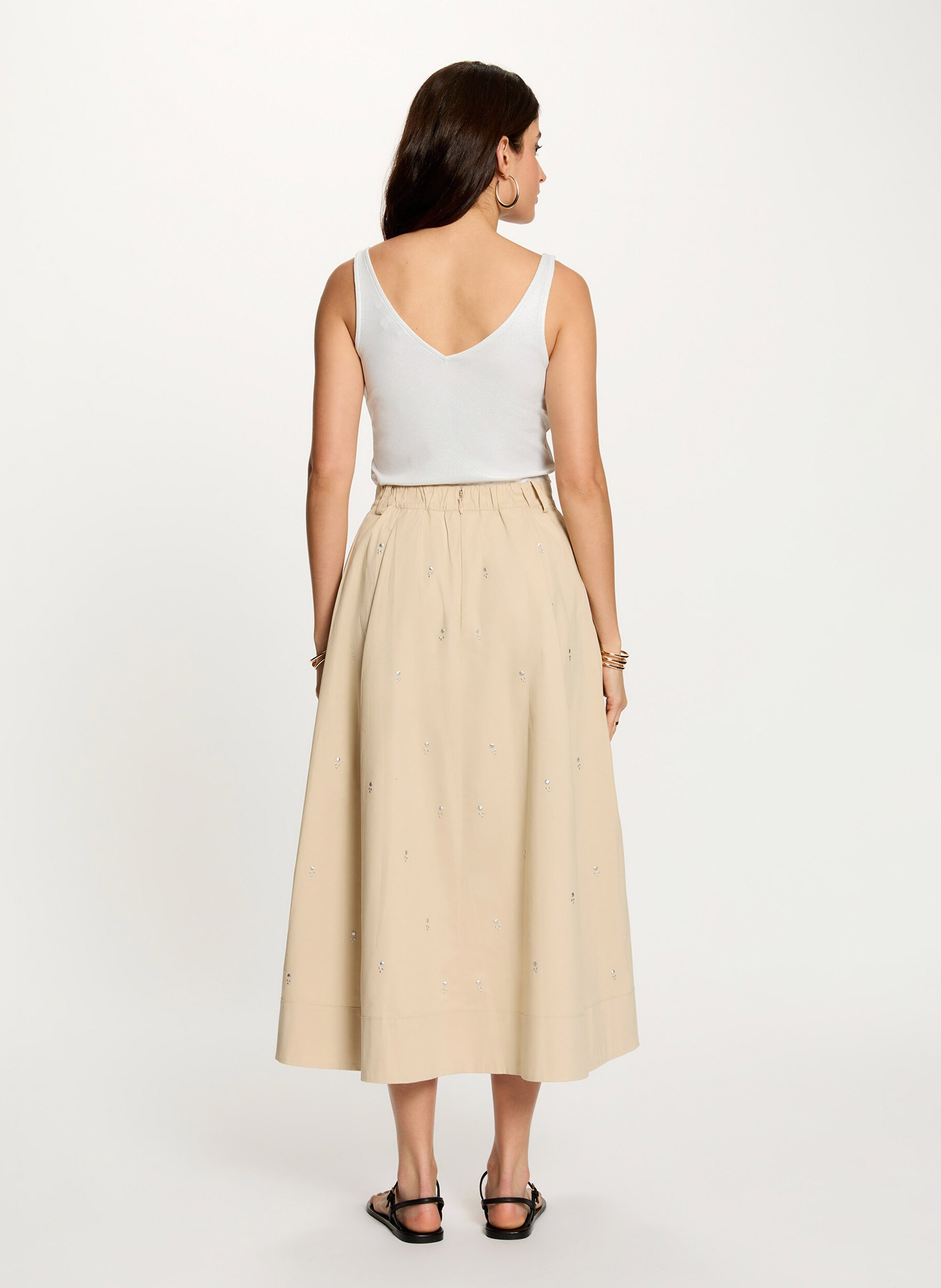 Long skirt in blended cotton MORGAN Beige