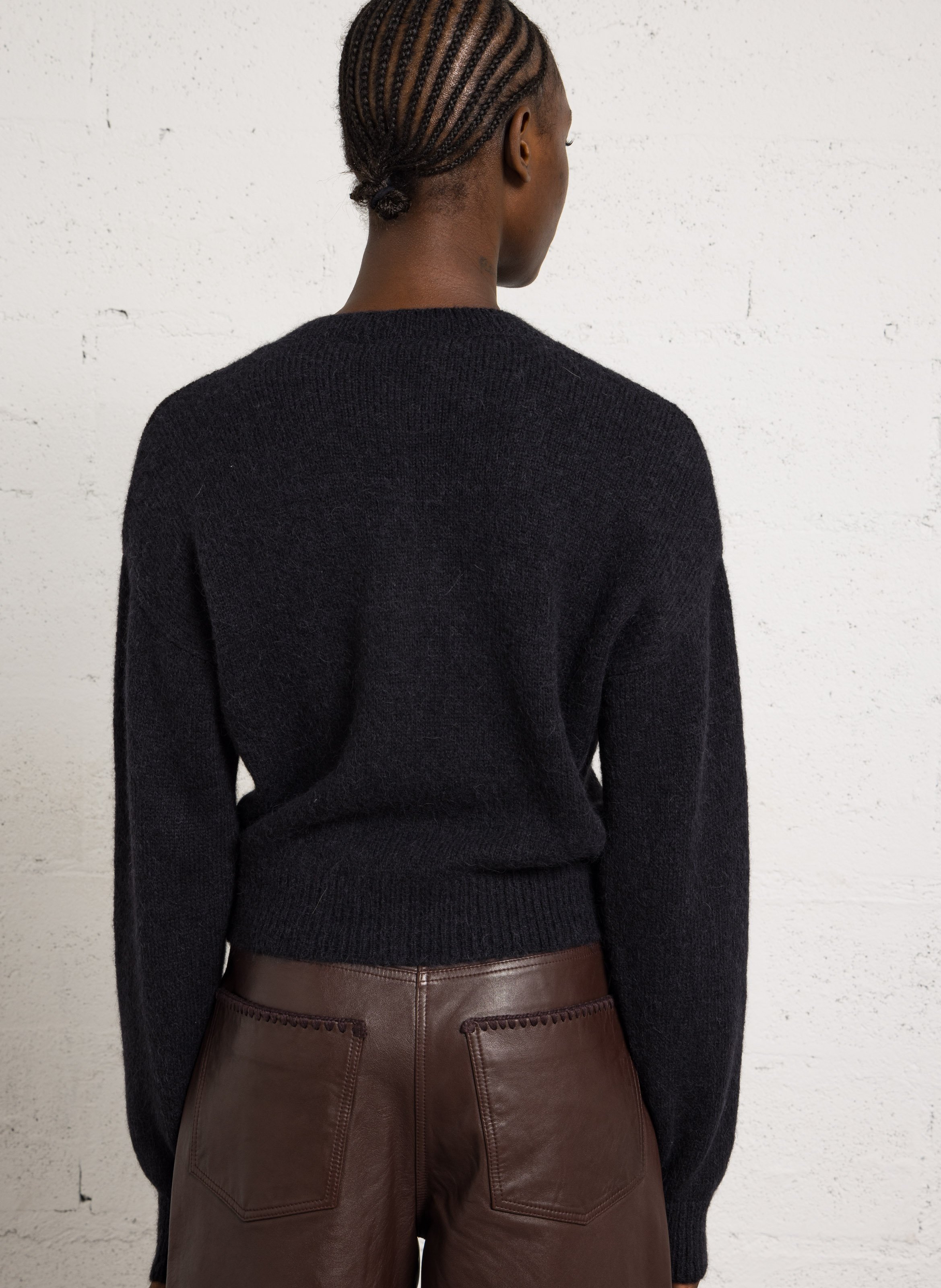Vest met ronde hals - wolblend met alpaca MASSCOB Zwart