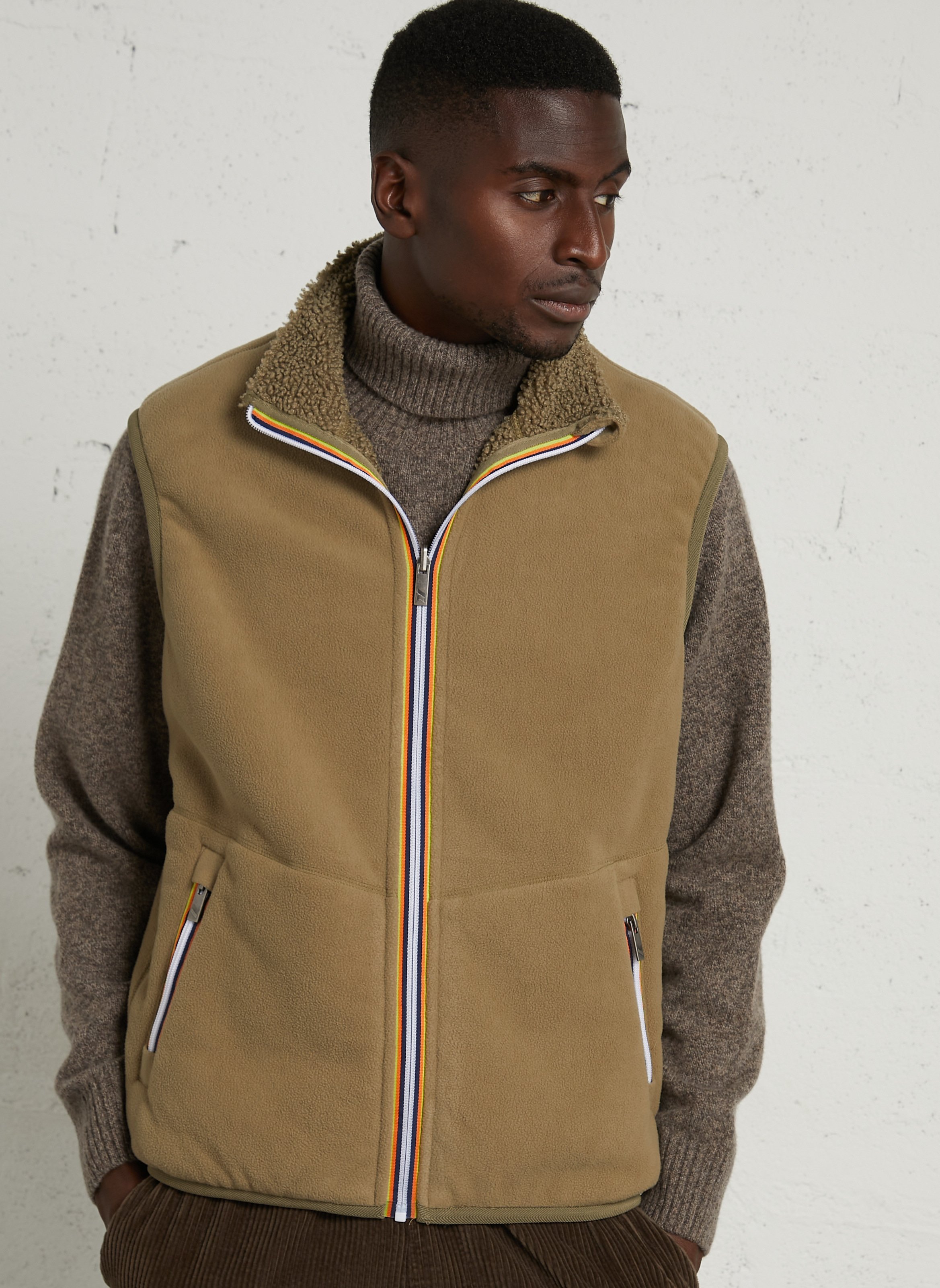 Gerader Sherpa-Mantel K-WAY Grun