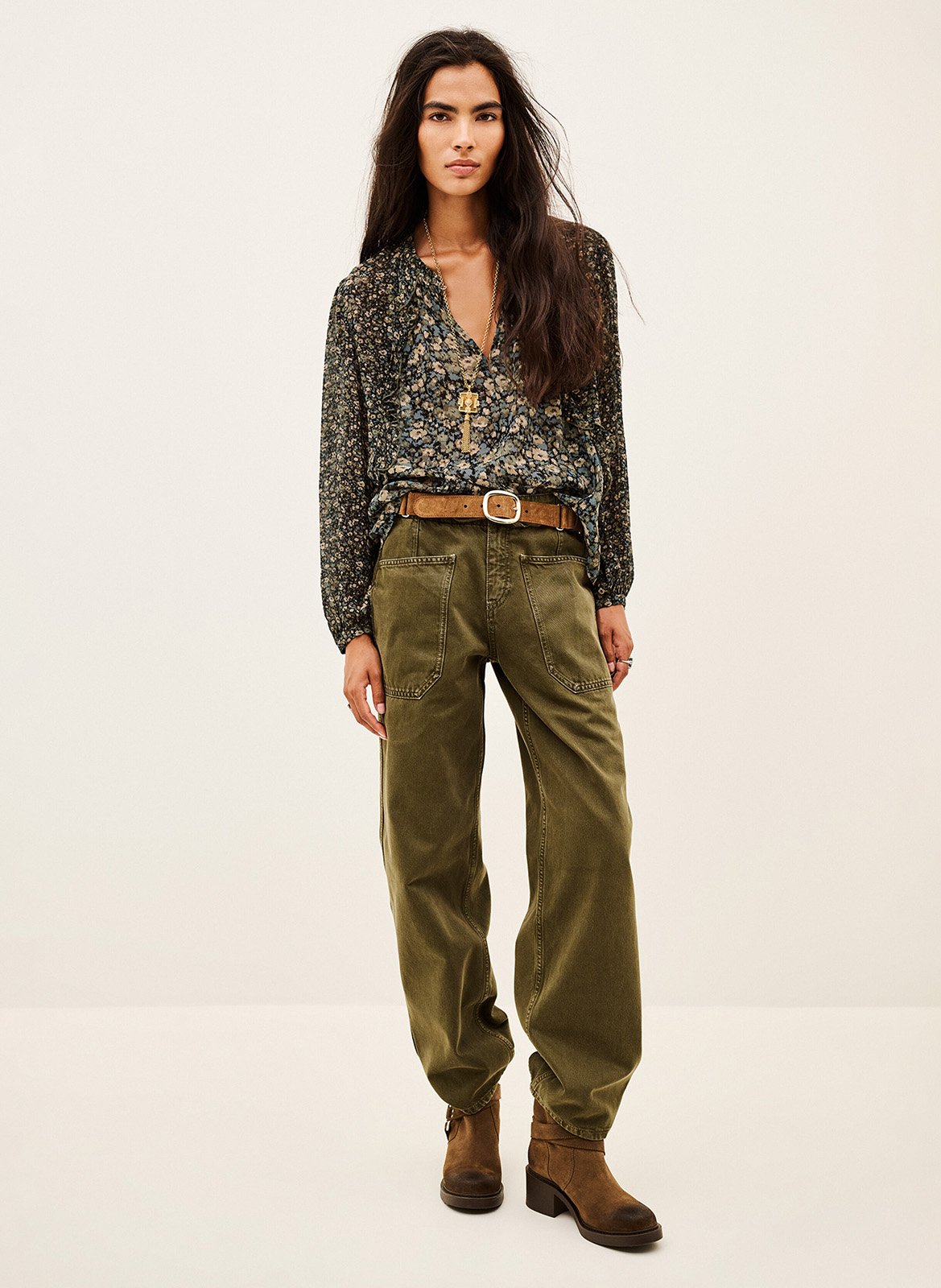Blouse ample imprimée BA&SH Kaki