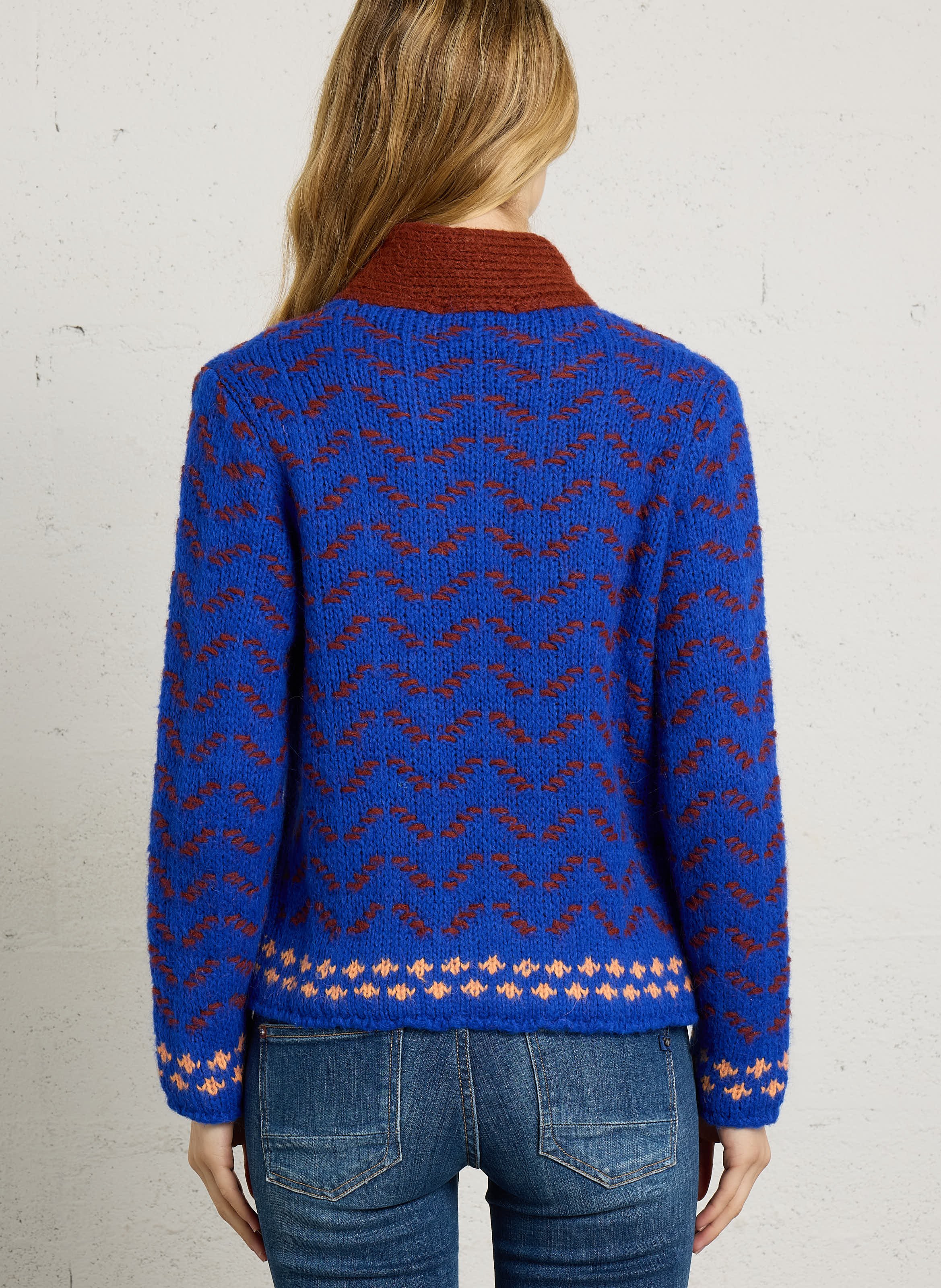 Gerader Cardigan mit Bindkragen DR BLOOM Blau