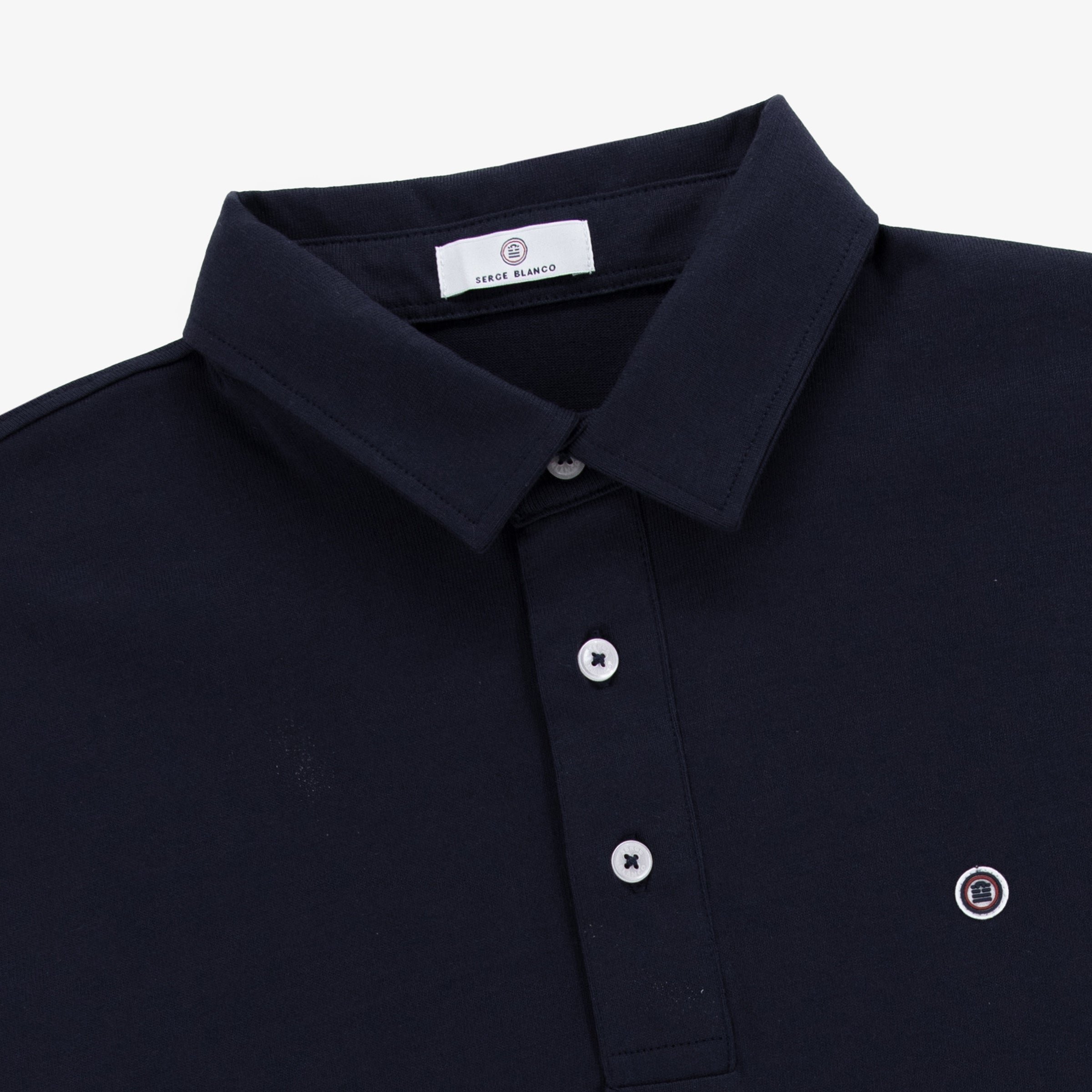 Navy blue cotton jersey short-sleeved polo shirt SERGE BLANCO Blue