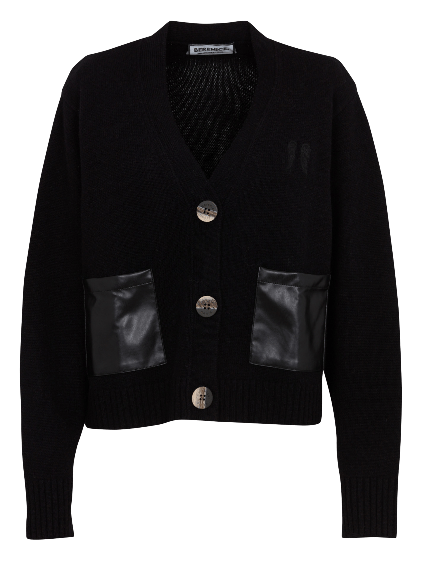 Weiter Cardigan aus Wolle BERENICE Schwarz