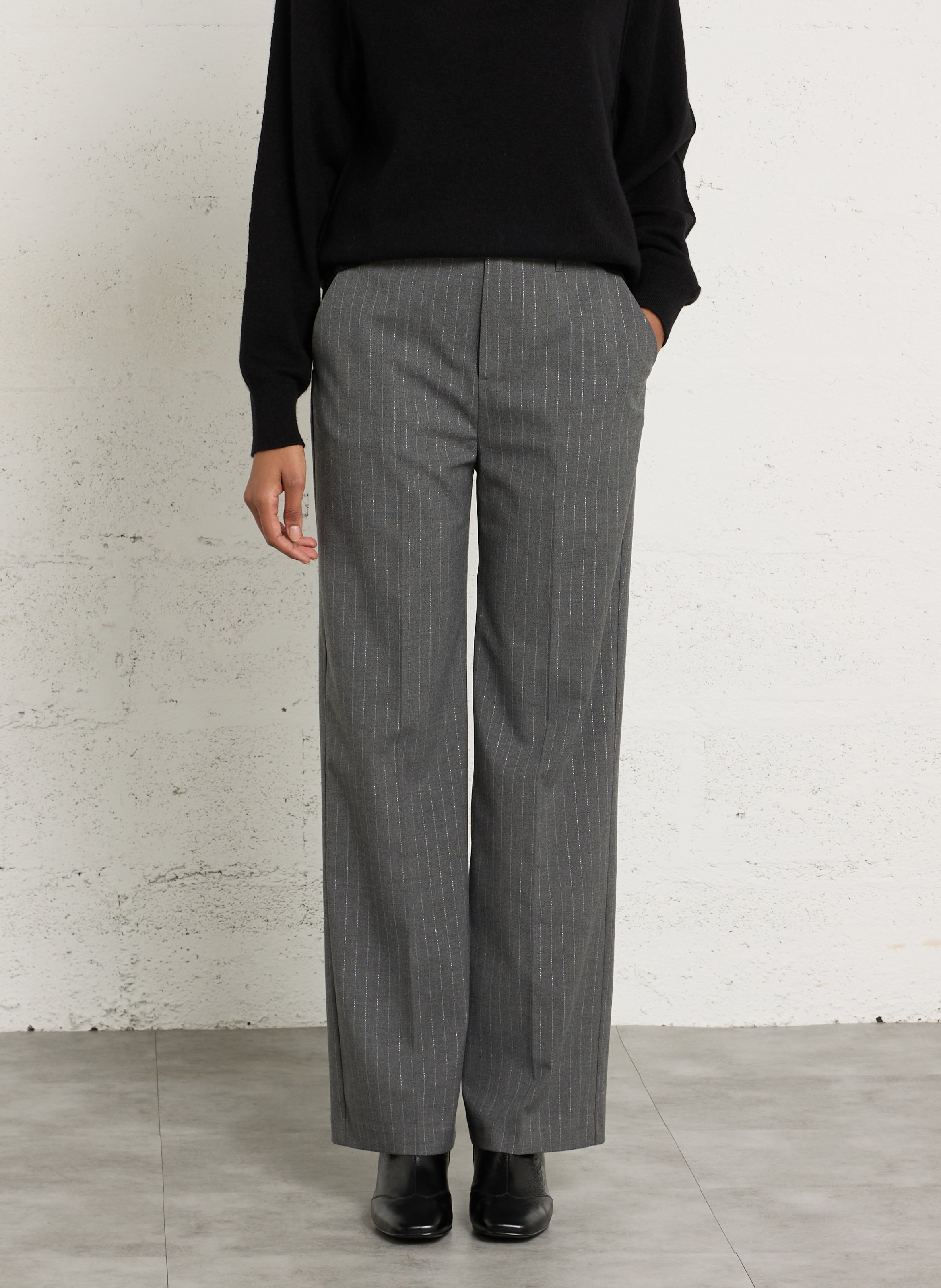 Pantalon droit à rayures SUD EXPRESS Gris