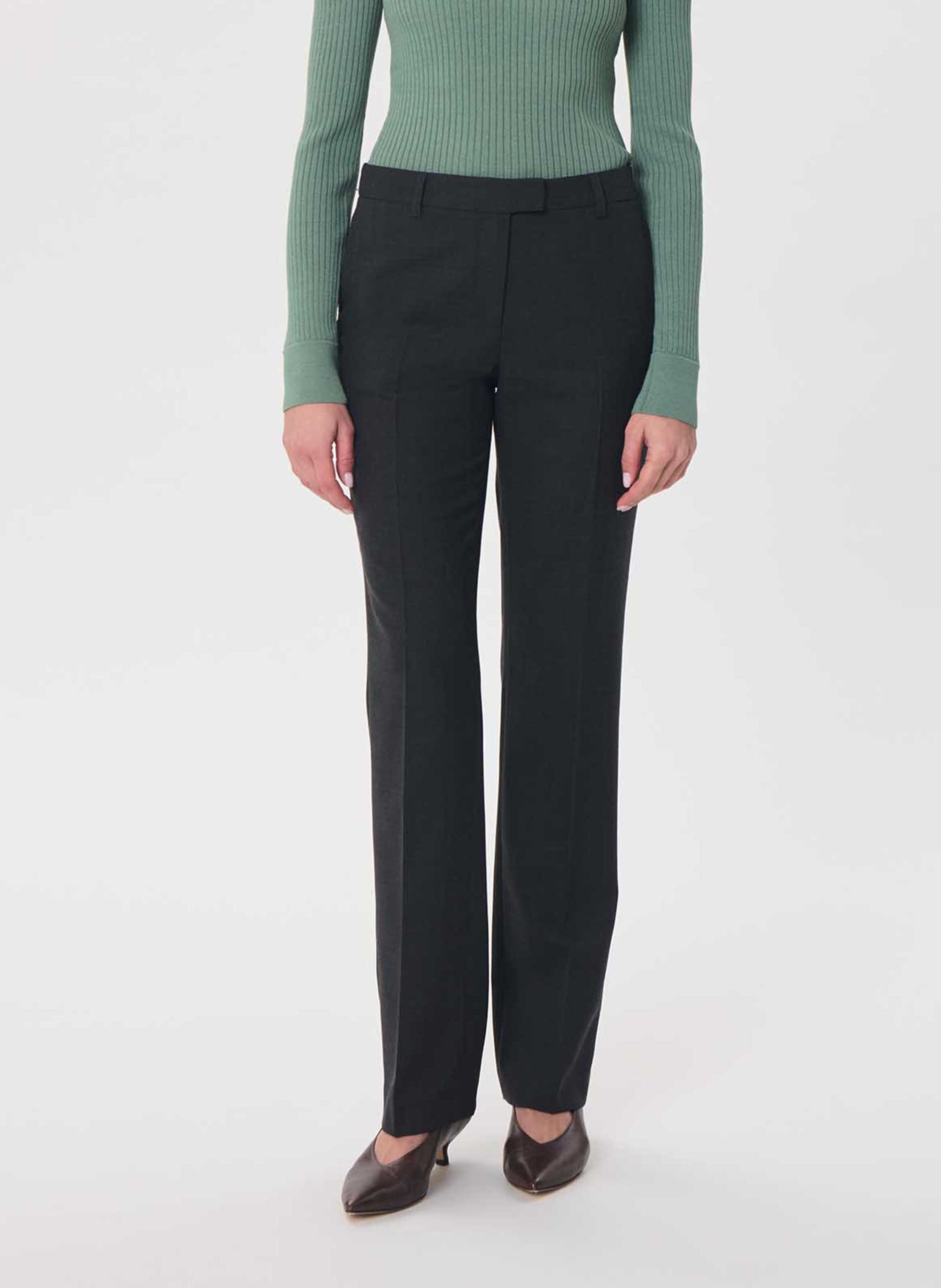 Pantalon droit mi-haute uni TARA JARMON Gris
