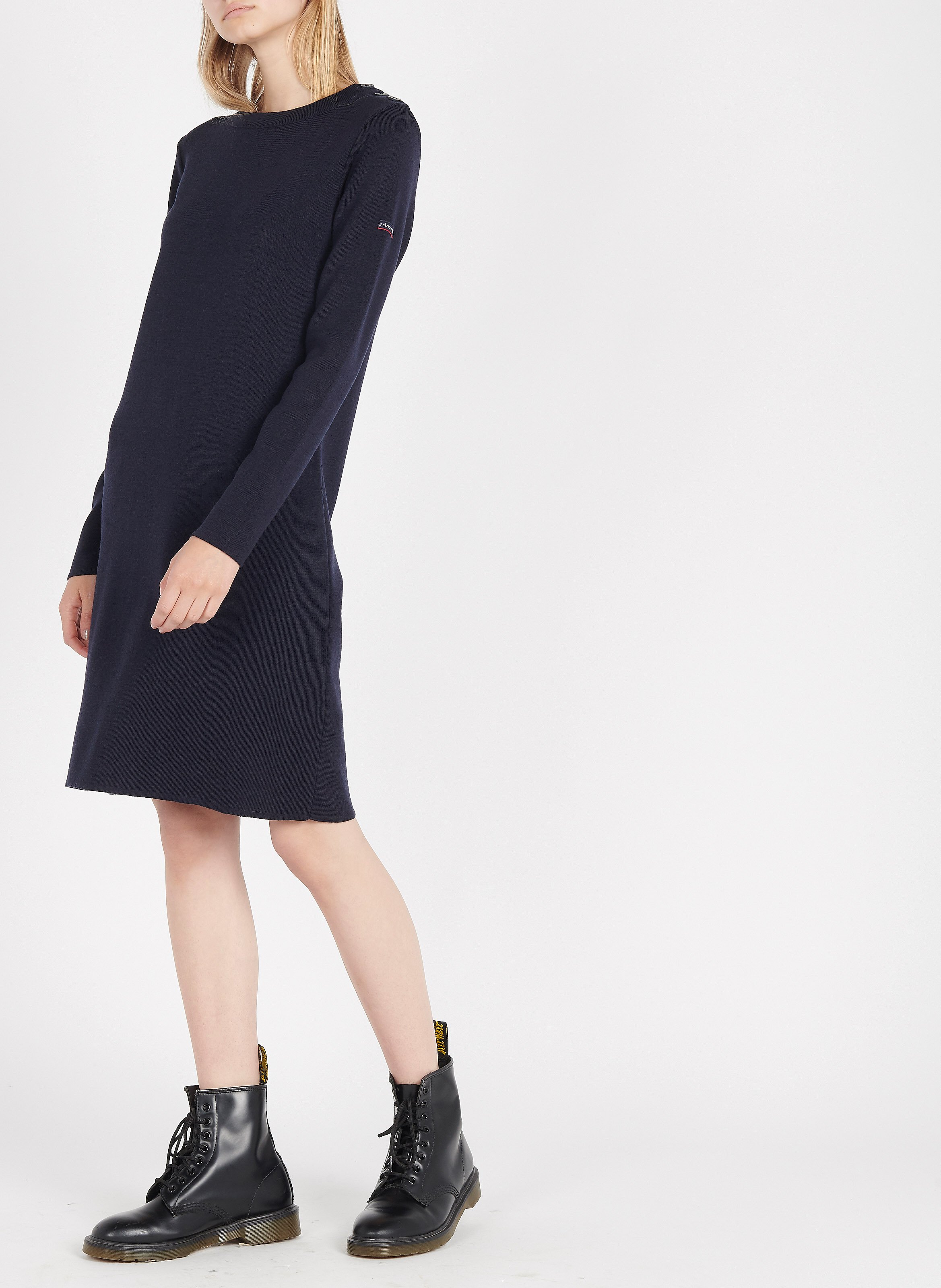 Robe courte manches longues rayée en laine ARMOR LUX Bleu