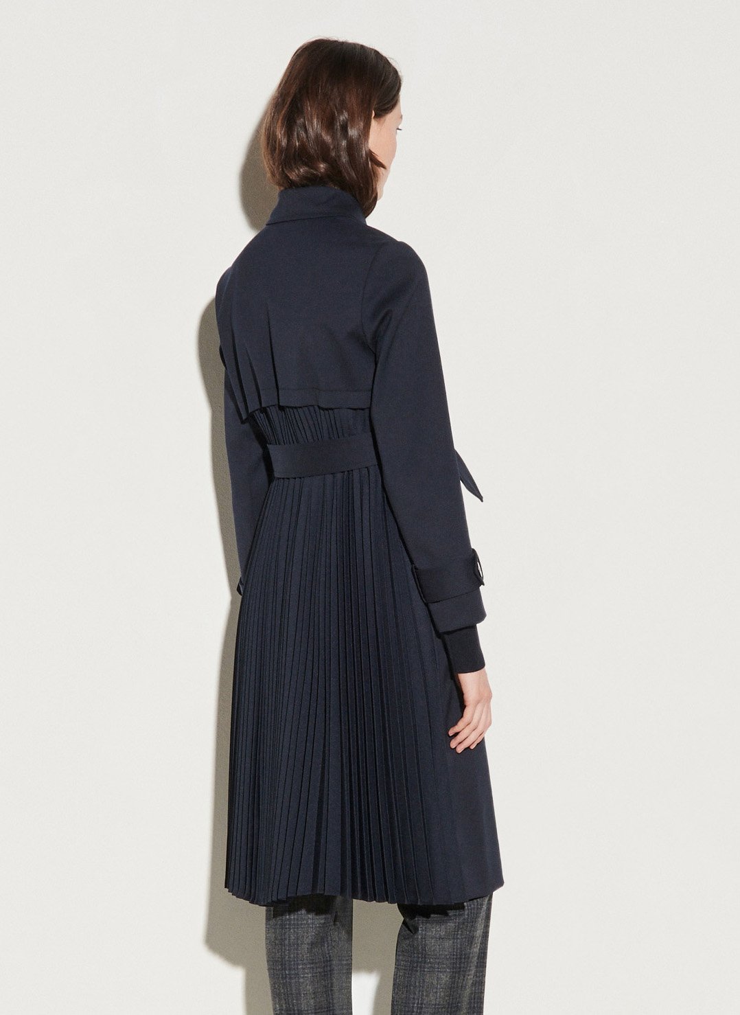 Trench col classique à empiècement plissé au dos SANDRO Bleu
