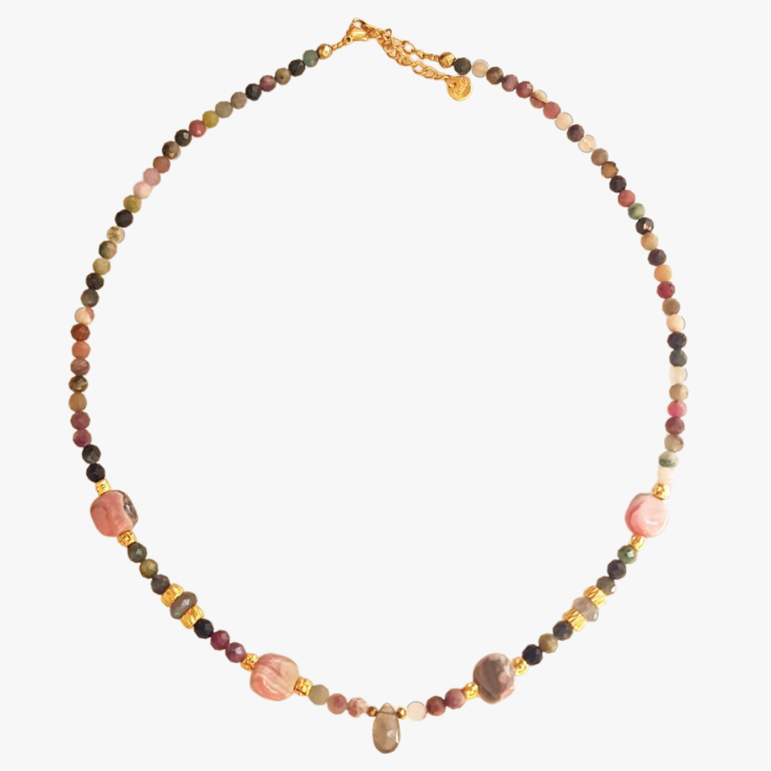 Tourmaline and rhodochrosite necklace GINANDGER Multicolored
