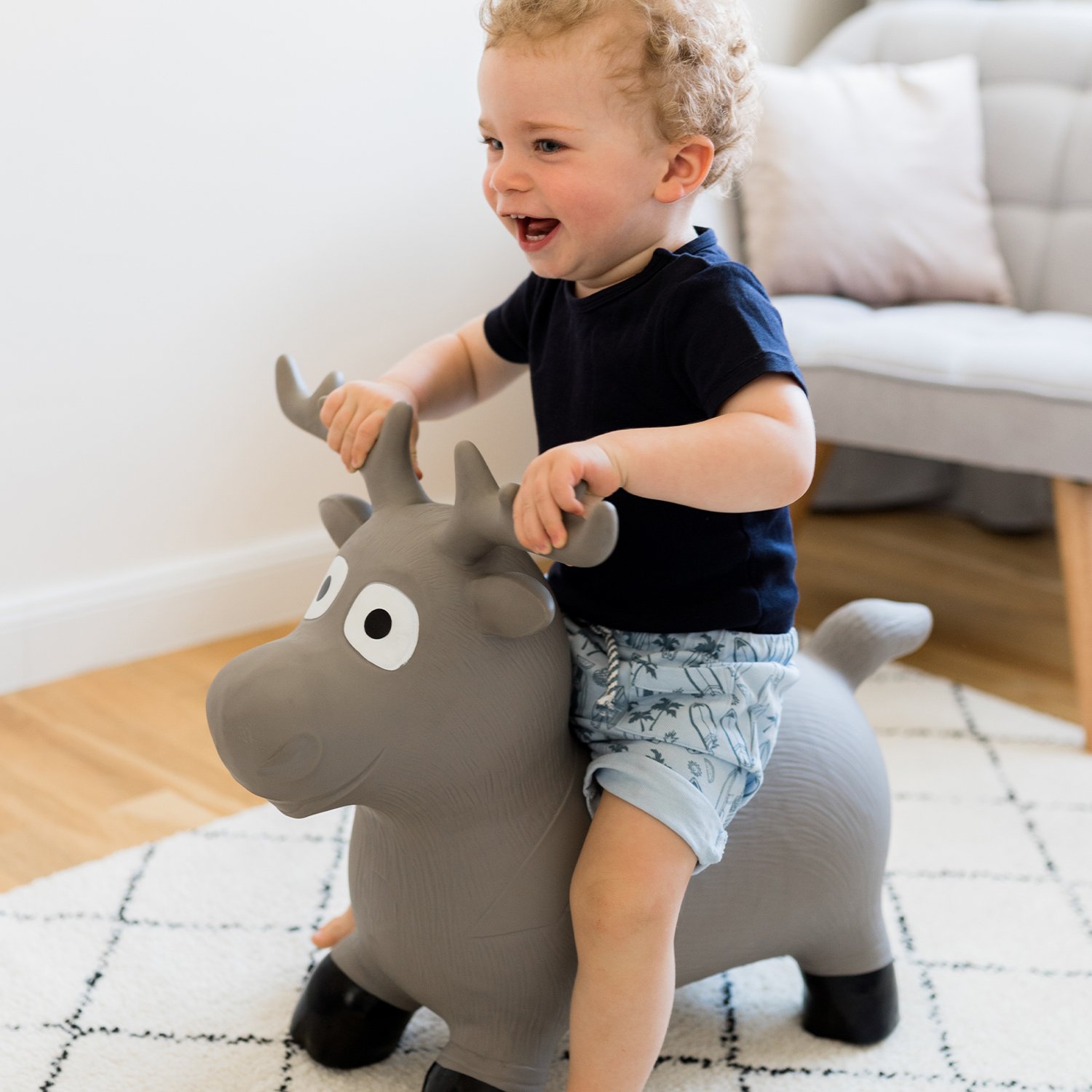 Inflatable sit-on cow KINDSGUT Grey