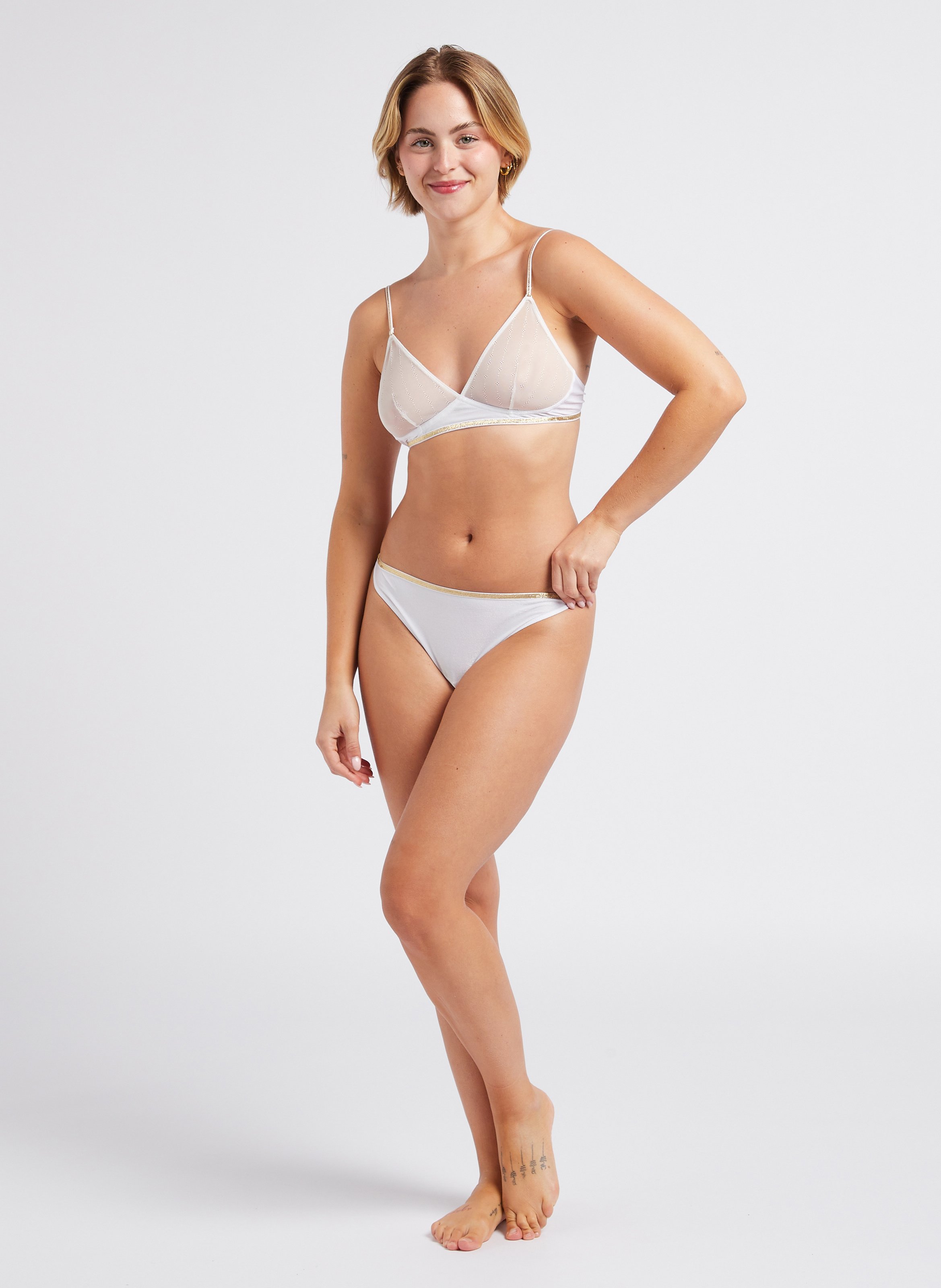 Glittery thong LA NOUVELLE White