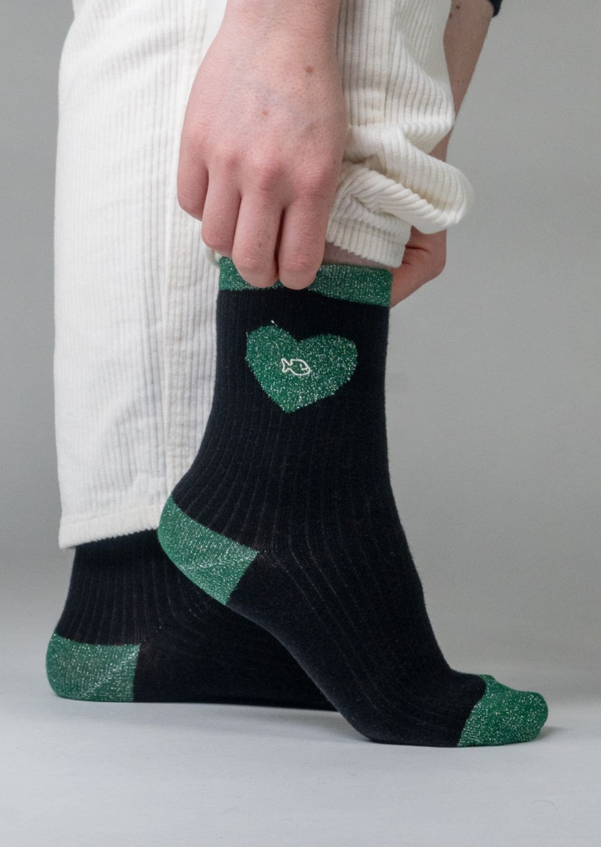 Combed cotton heart socks BILLYBELT Black