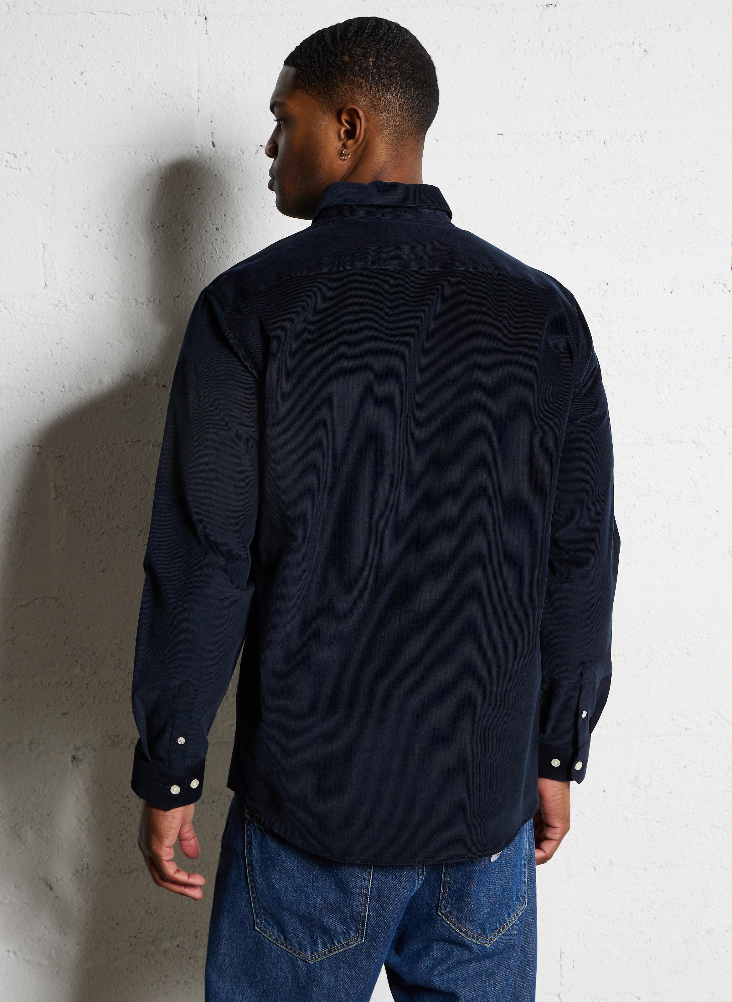 Straight ribbed cotton shirt AU PRINTEMPS PARIS Blue