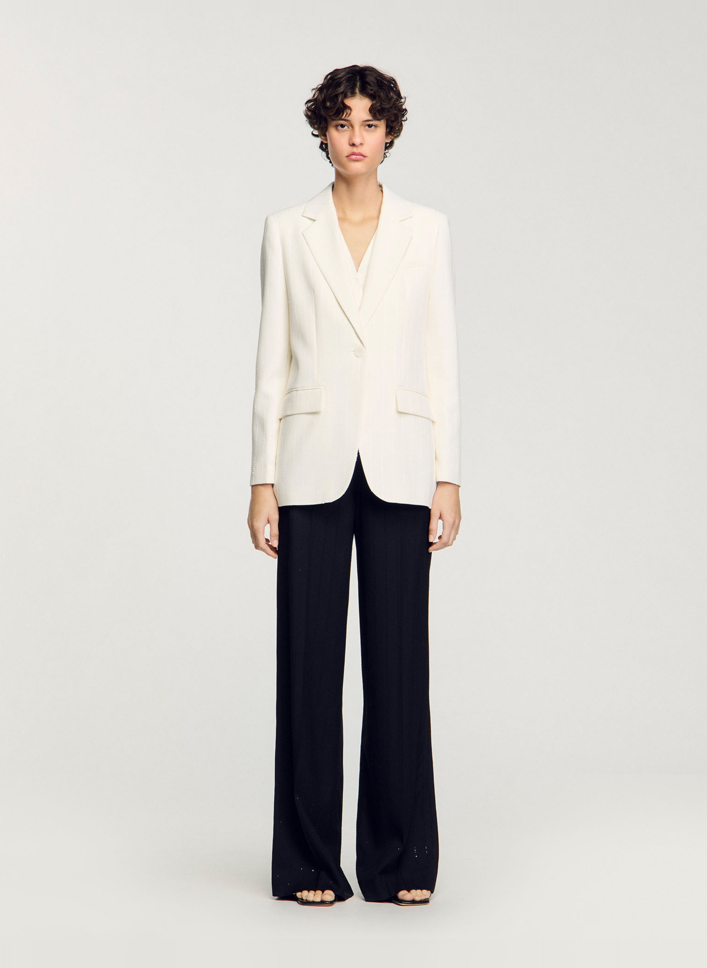 Gestreepte blazer met pailletten SANDRO Wit