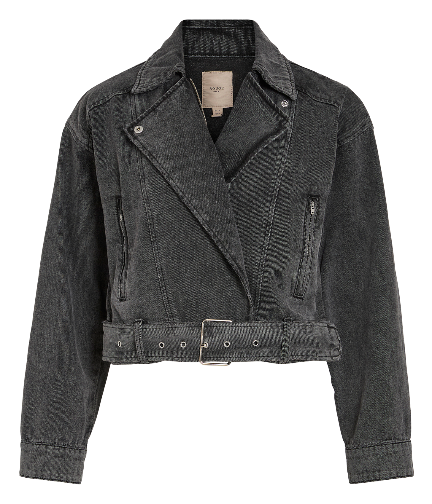 Kurze Jeansjacke aus Baumwolle ROUGE EDIT Grau