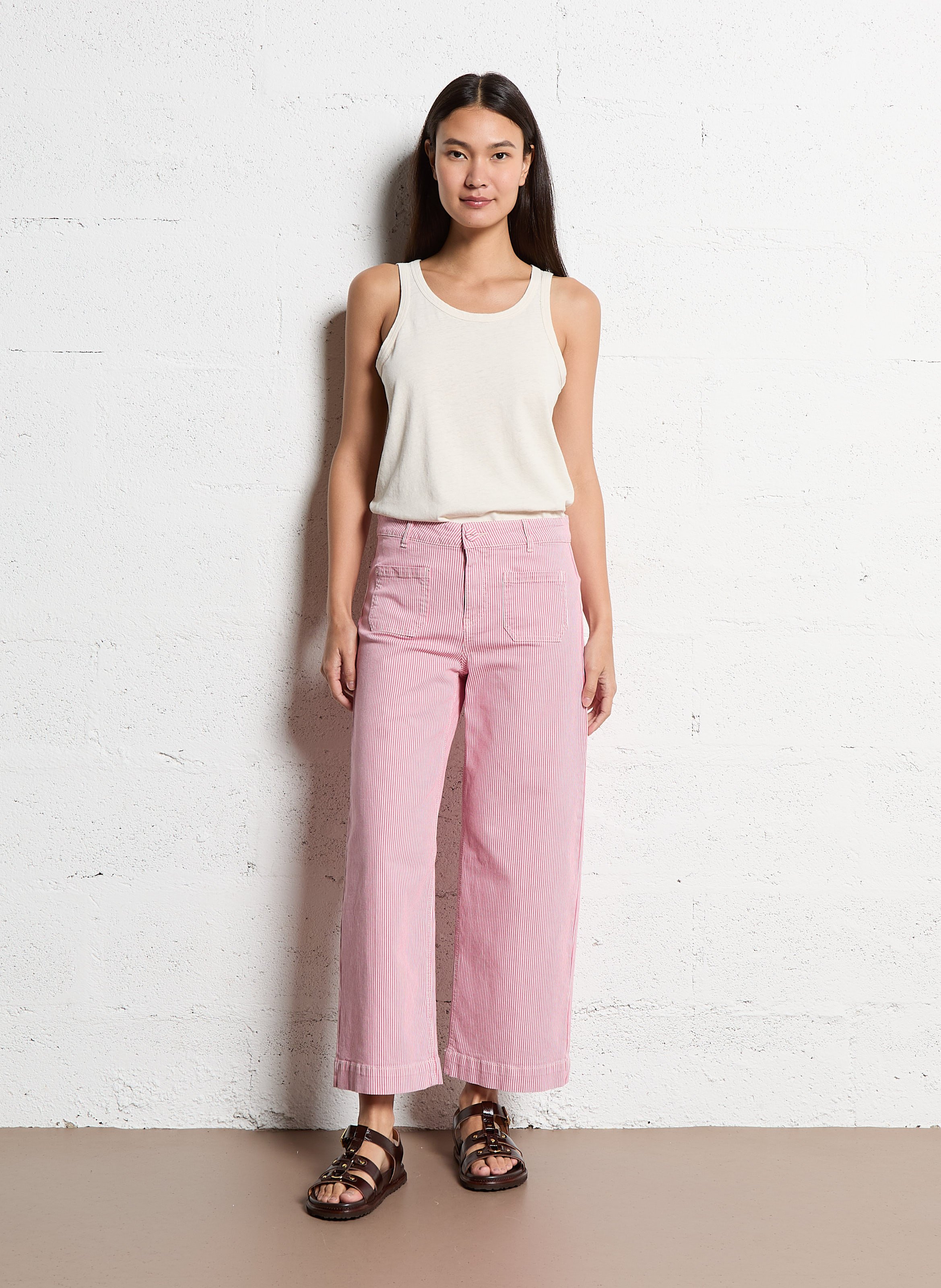 Jean cropped en coton MAISON 123 Rose
