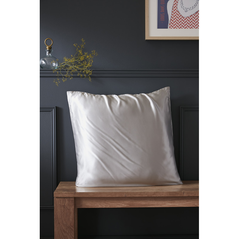 Taie d'oreiller "soanne" soie de mûrier l'effet papillon L'EFFET PAPILLON Gris