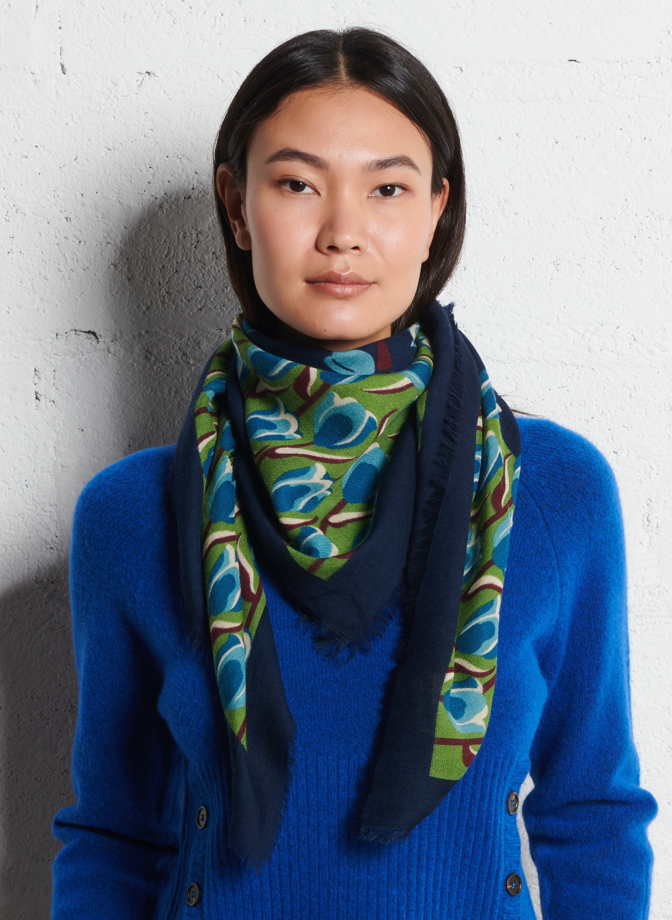 Sjaal met tulpprint NICE THINGS Blauw