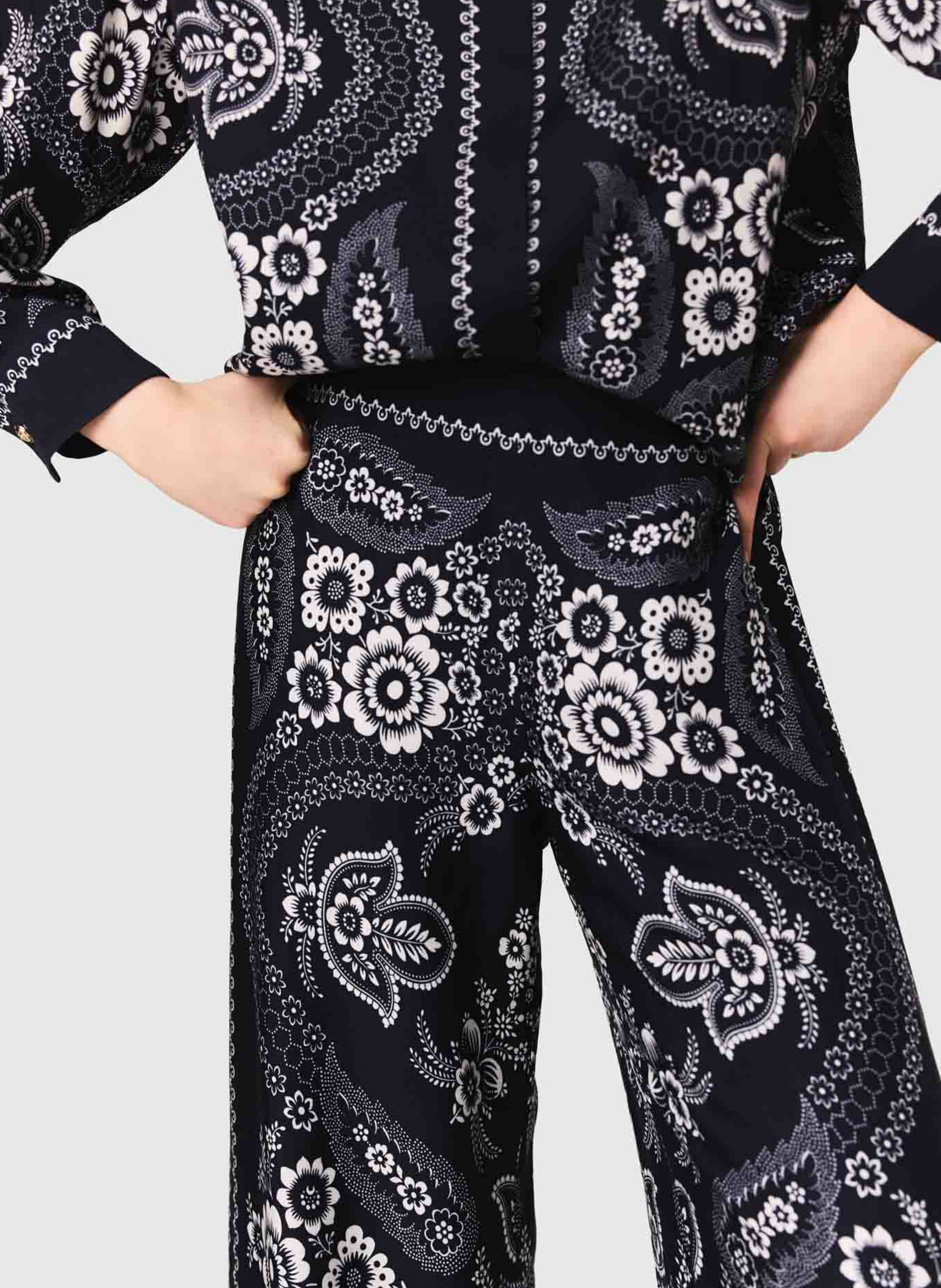 Fluid wide-leg printed pants MAJE Blue