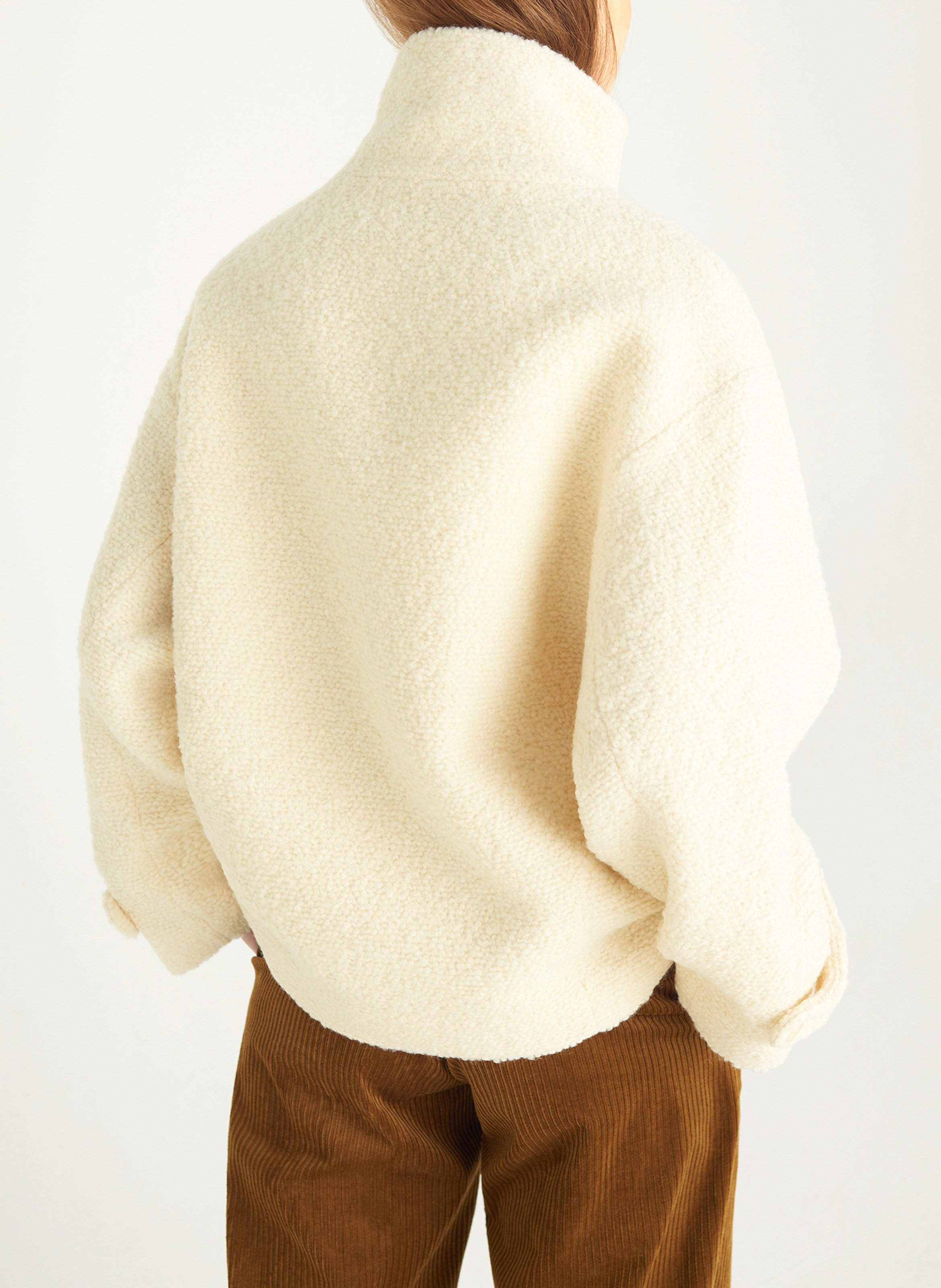 Manteau boutonné col montant en laine mélangée COTELAC Blanc