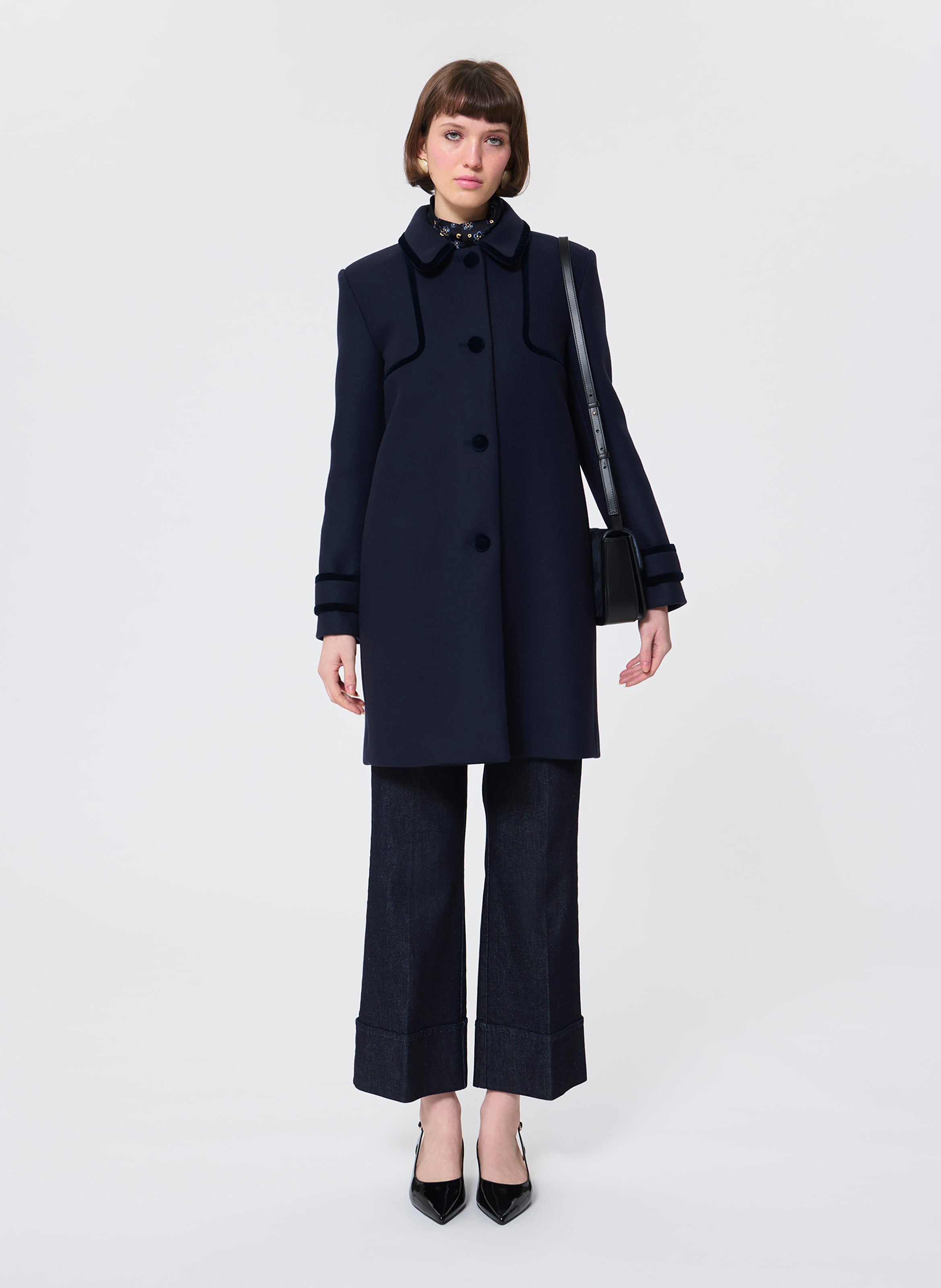 Straight wool-blend coat with classic collar TARA JARMON Blue