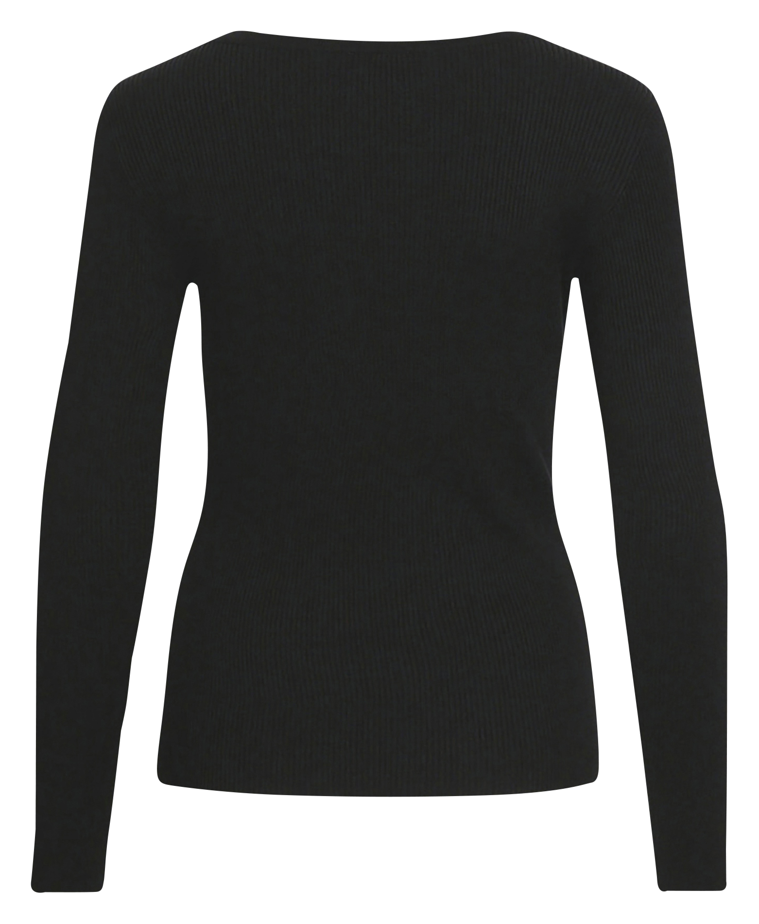 Top côtelé ajusté col V VILA Noir