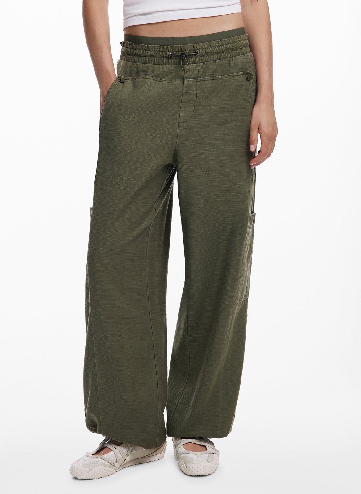 Pantalon large en coton DESIGUAL Vert