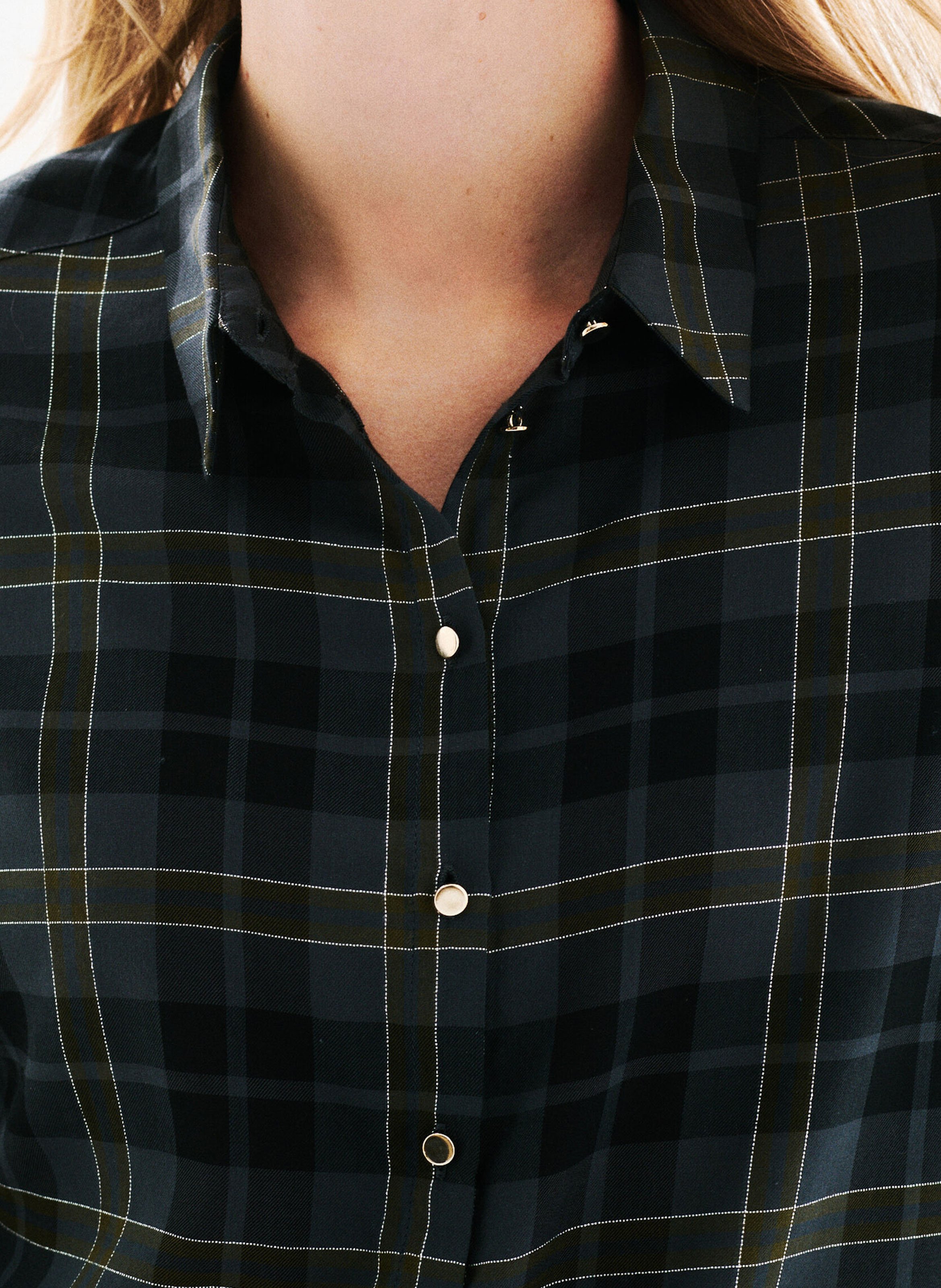 Straight shirt with classic collar in printed organic cotton blend CAROLL Black