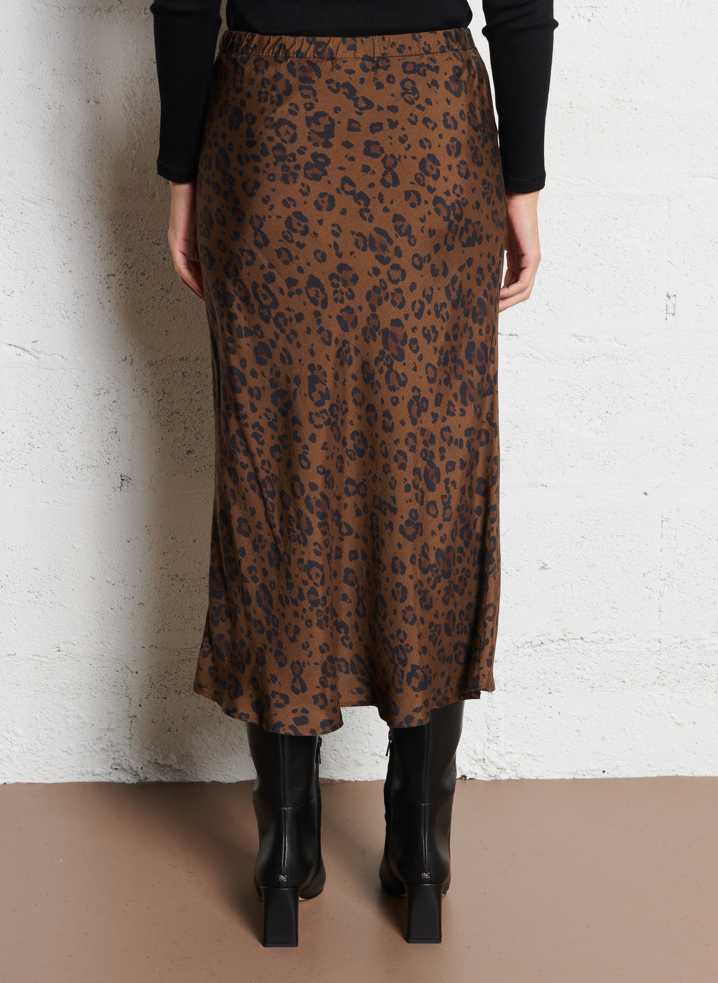 Jupe midi imprimé léopard HARTFORD Multicolore