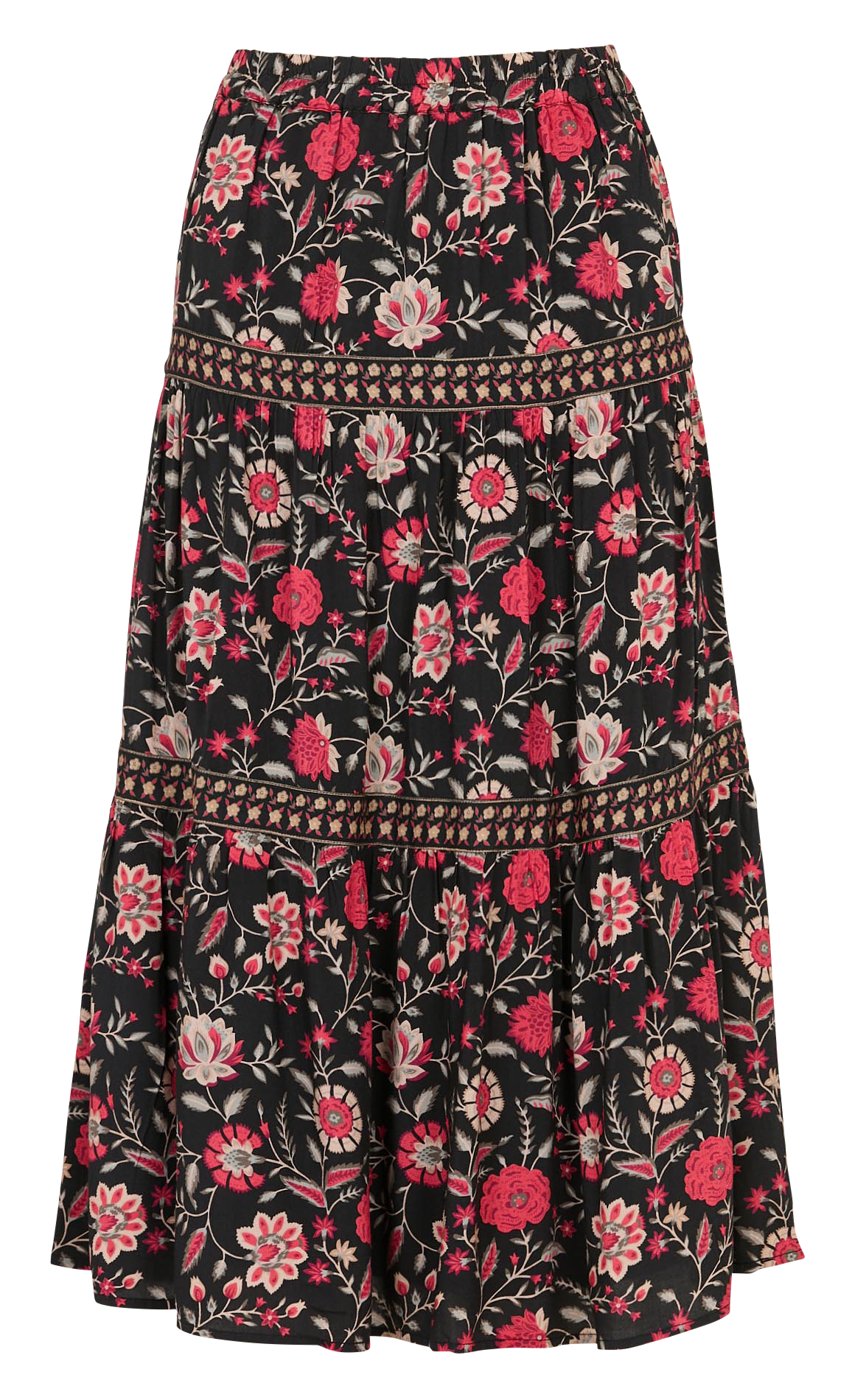 Floral print midi skirt PETITE MENDIGOTE Black