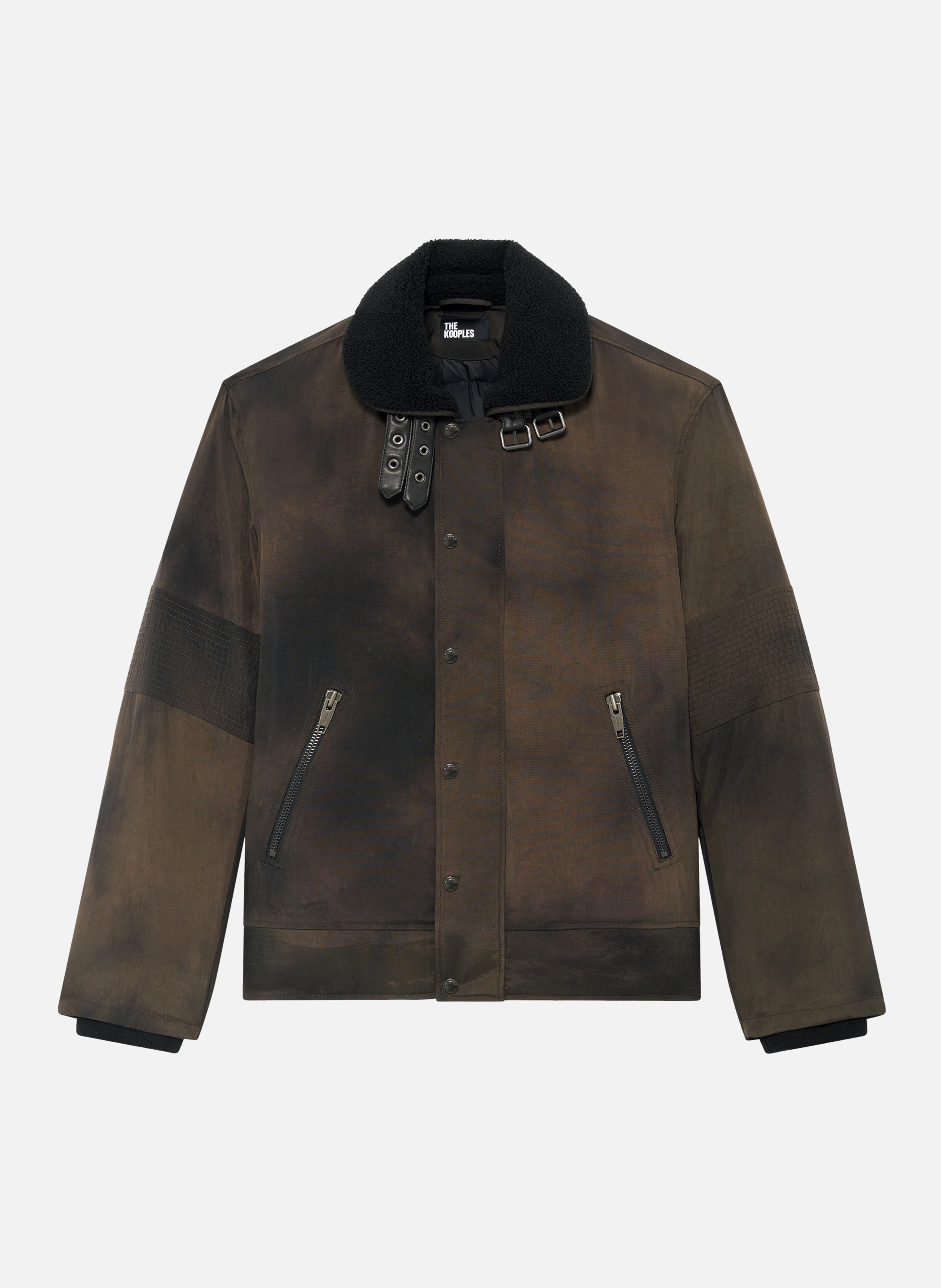 Puffer jacket with sherpa collar THE KOOPLES Brown