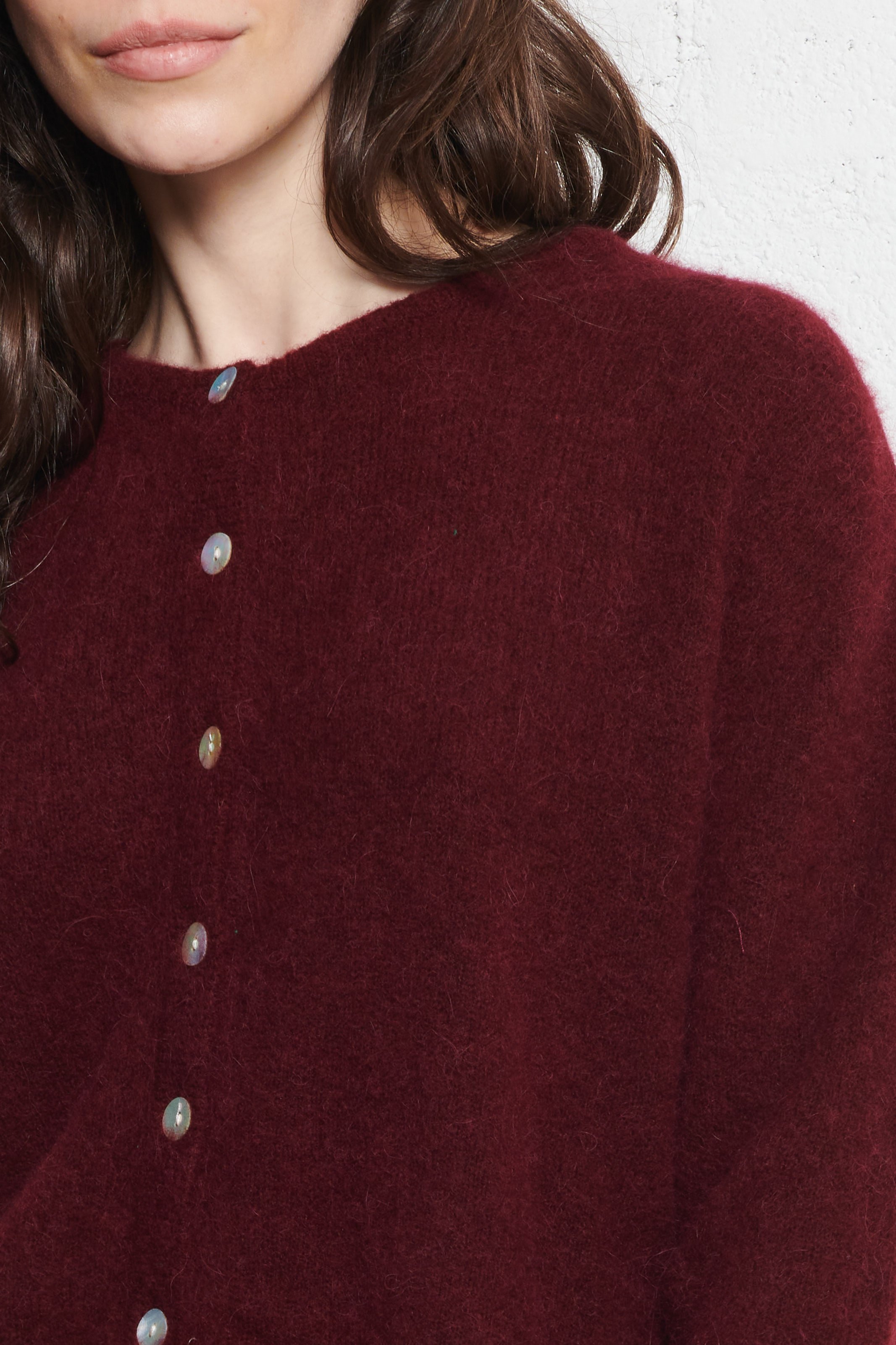 Weit geschnittene Strickjacke aus Wollmix AMERICAN VINTAGE Rot