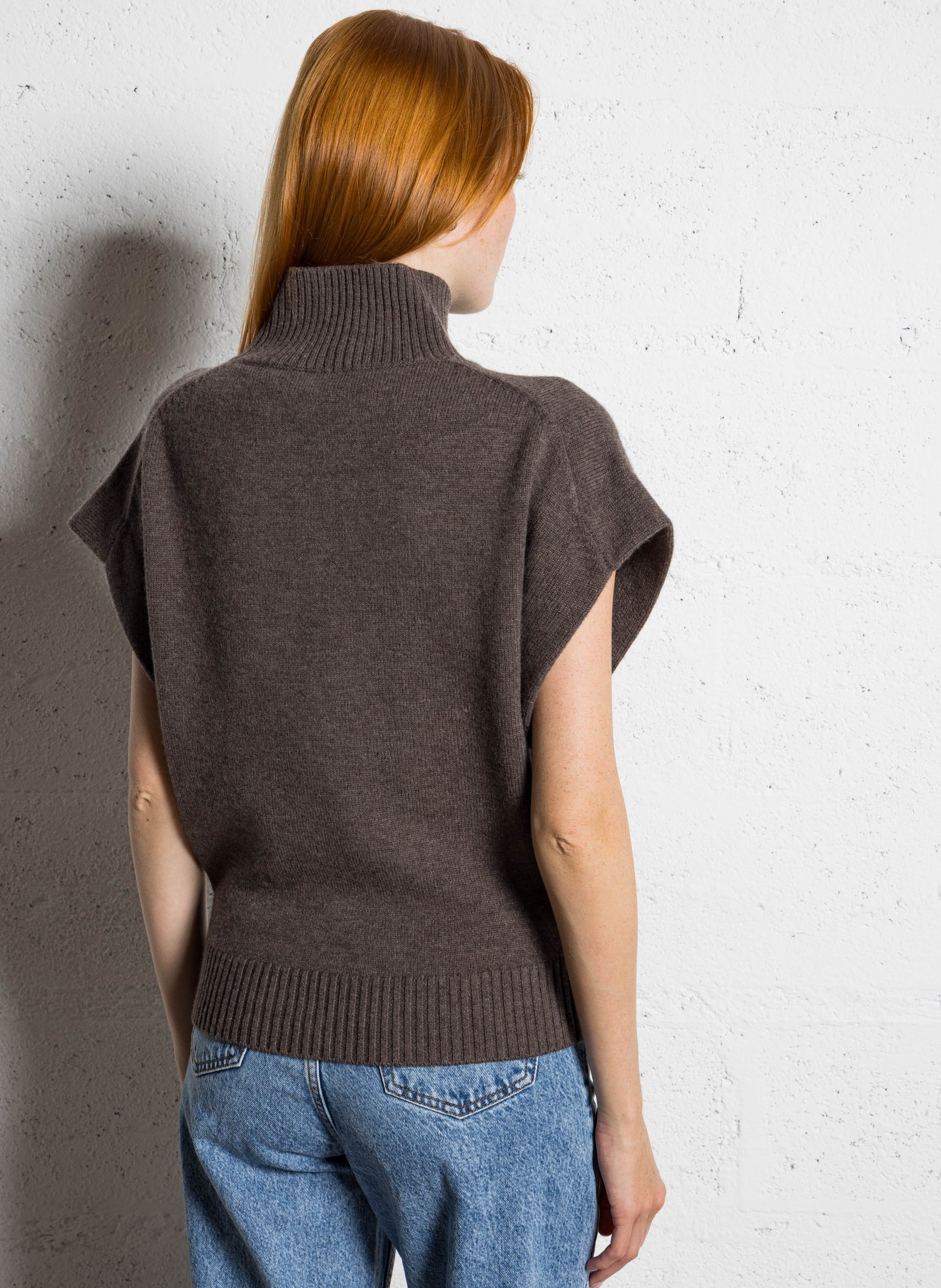 Pull oversize col montant en laine MARGAUX LONNBERG Marron