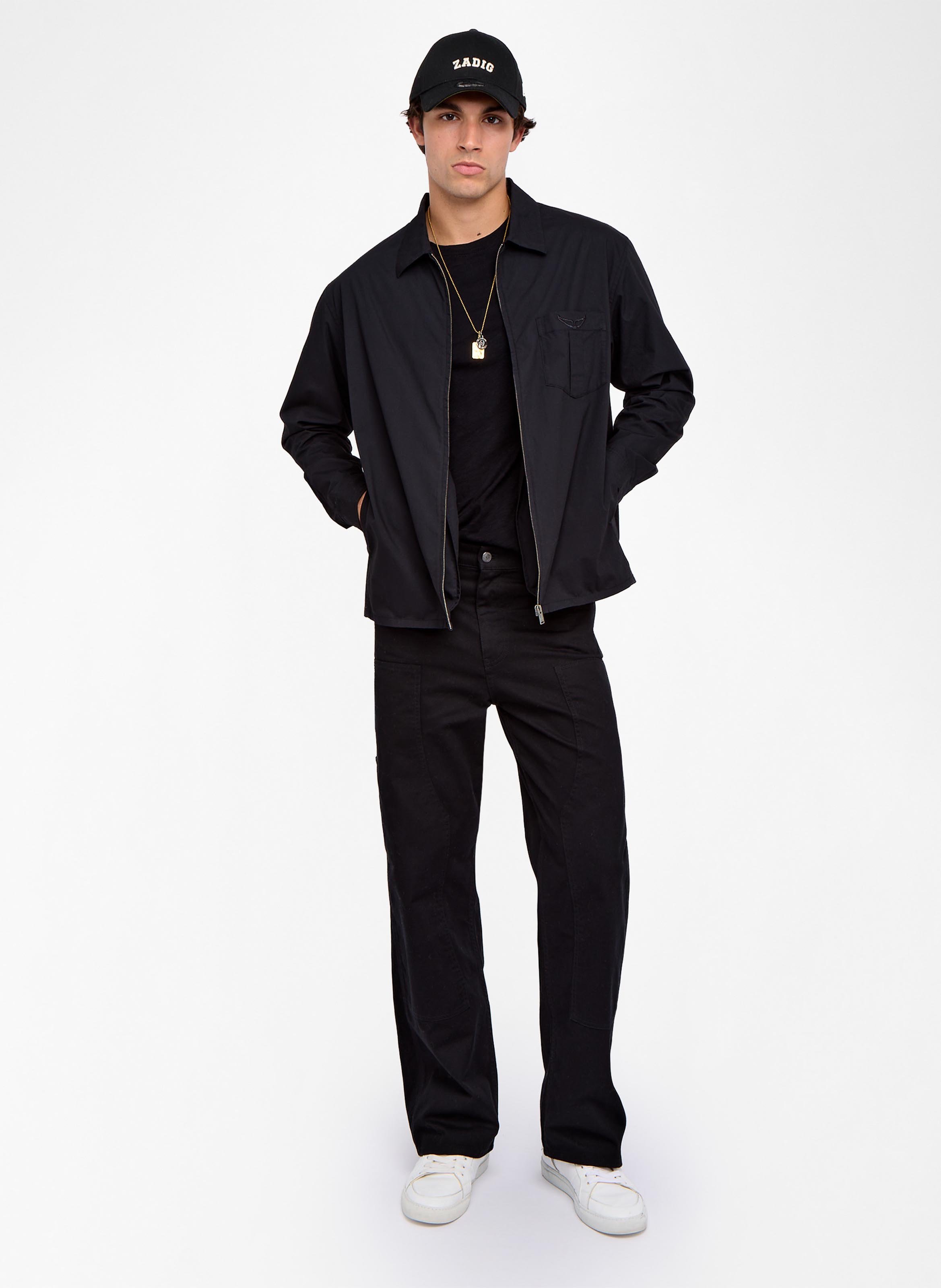Veste droite zippée unie en coton ZADIG&VOLTAIRE Noir
