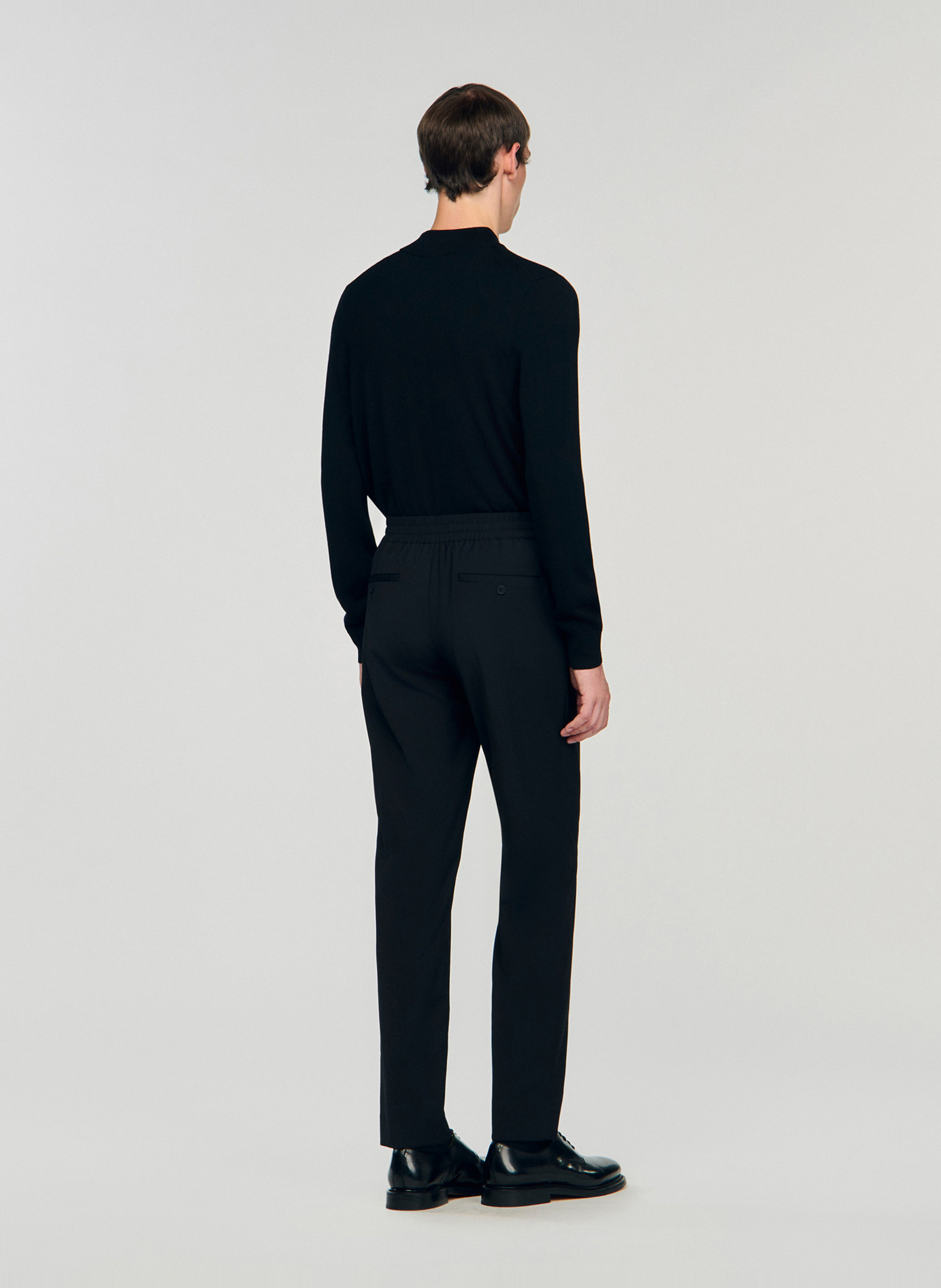 Straight-leg elasticated pants Black