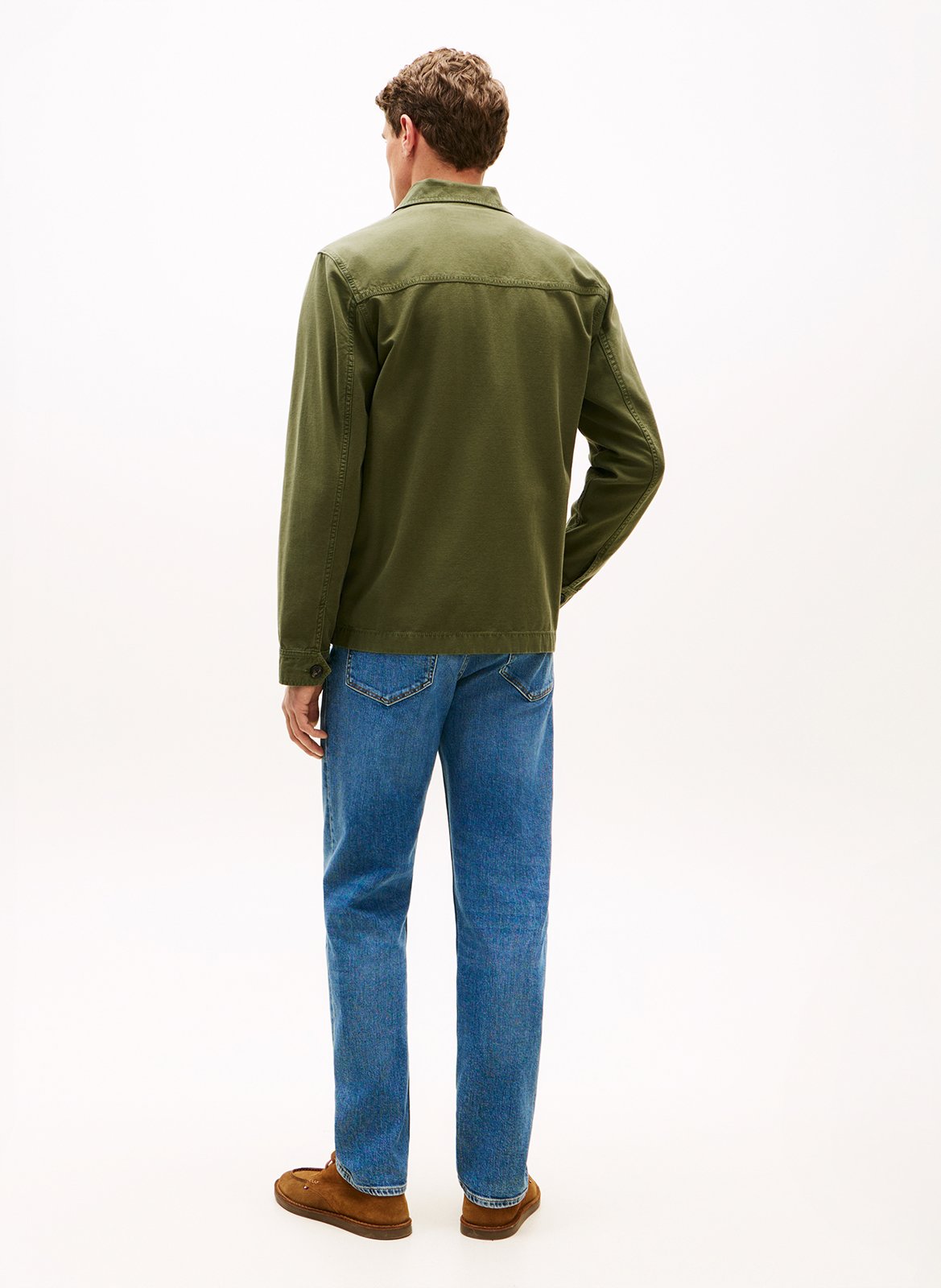 Veste droite col classique en coton bio et coton TOMMY HILFIGER Vert