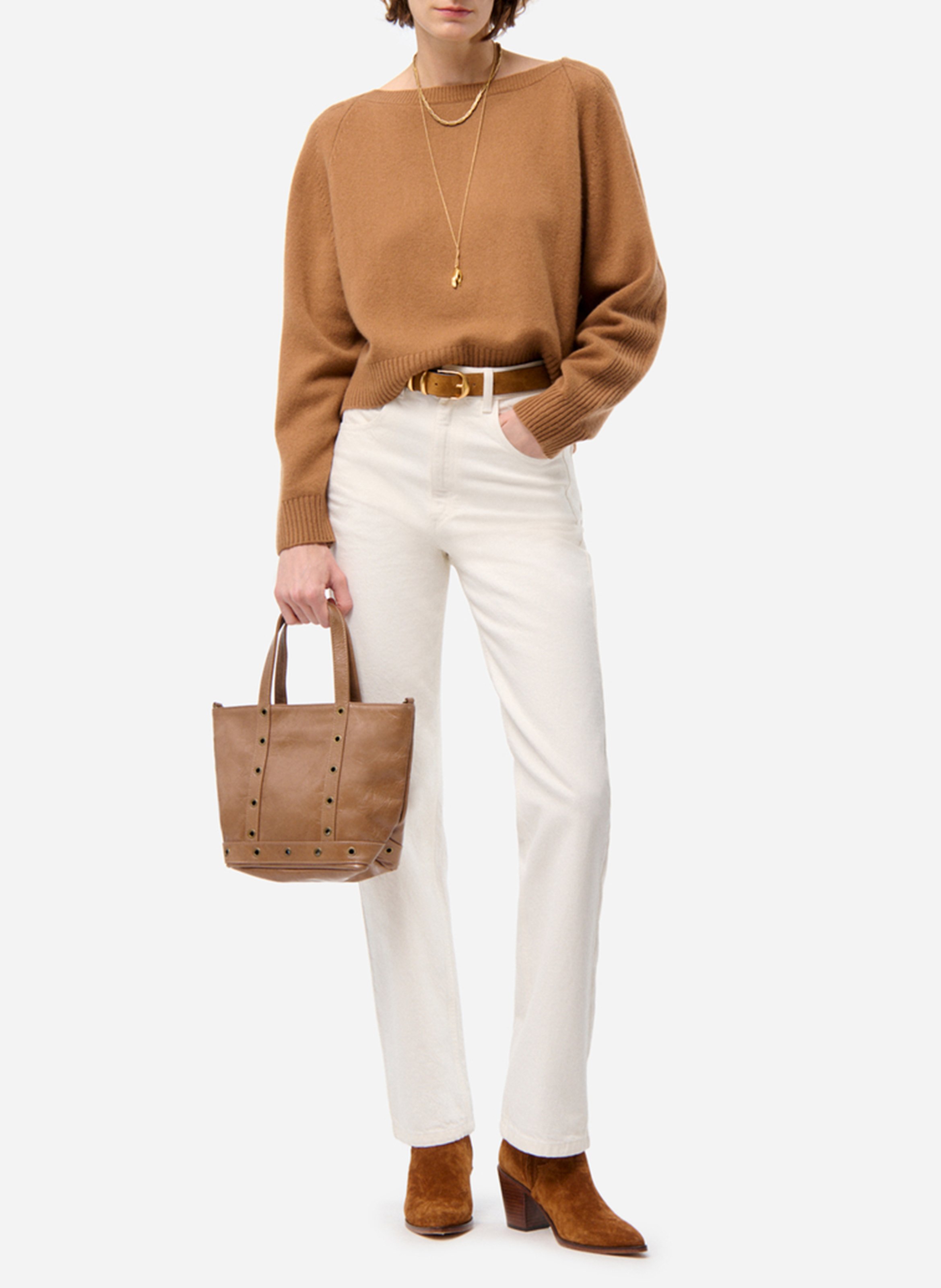 Belted cashmere sweater VANESSA BRUNO Brown