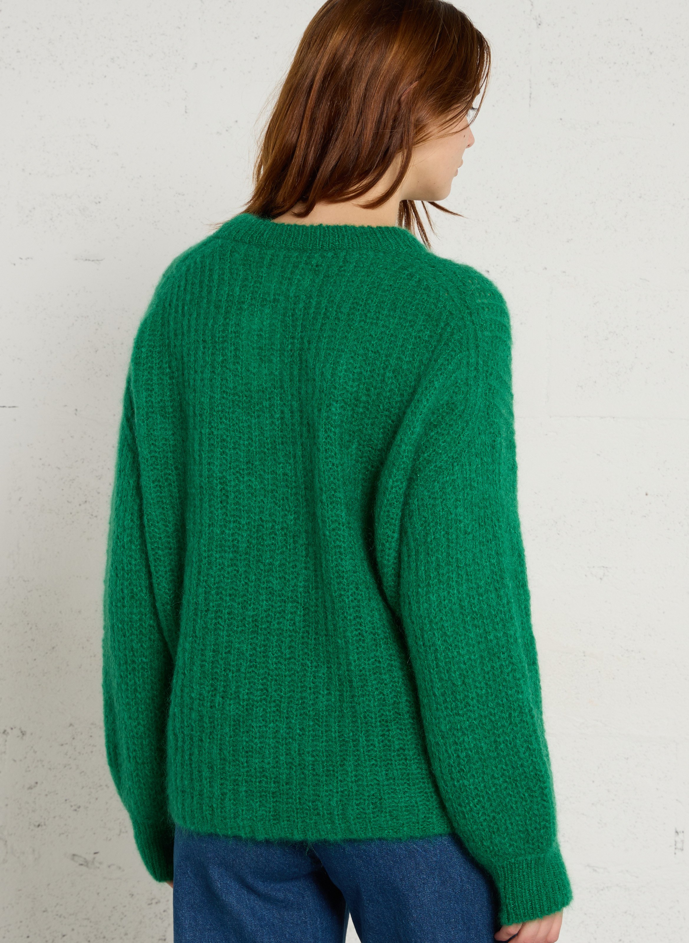 Oversized solid mohair blend sweater DES PETITS HAUTS Green