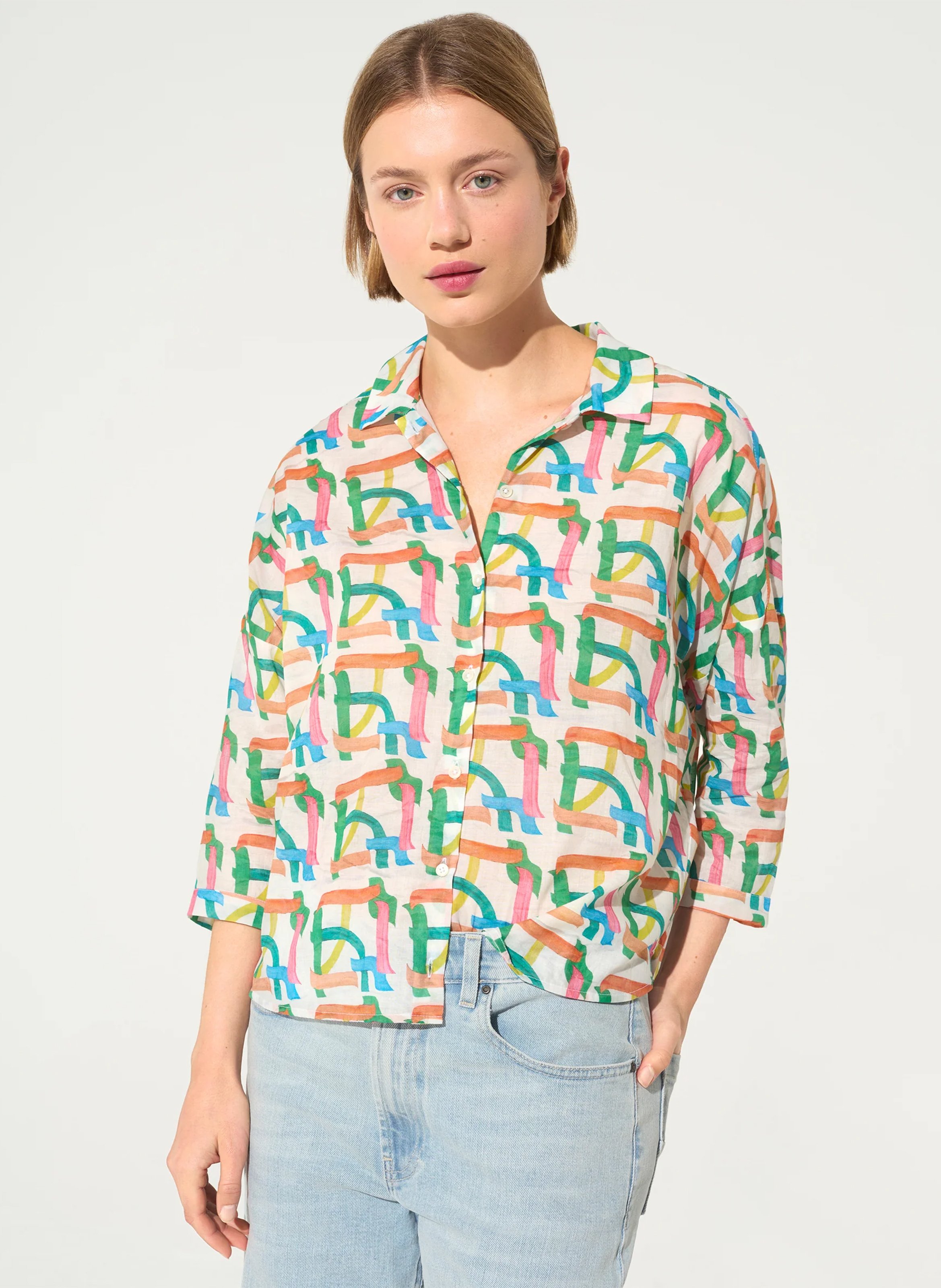 Chemise oversize à carreaux ACOTE Blanc