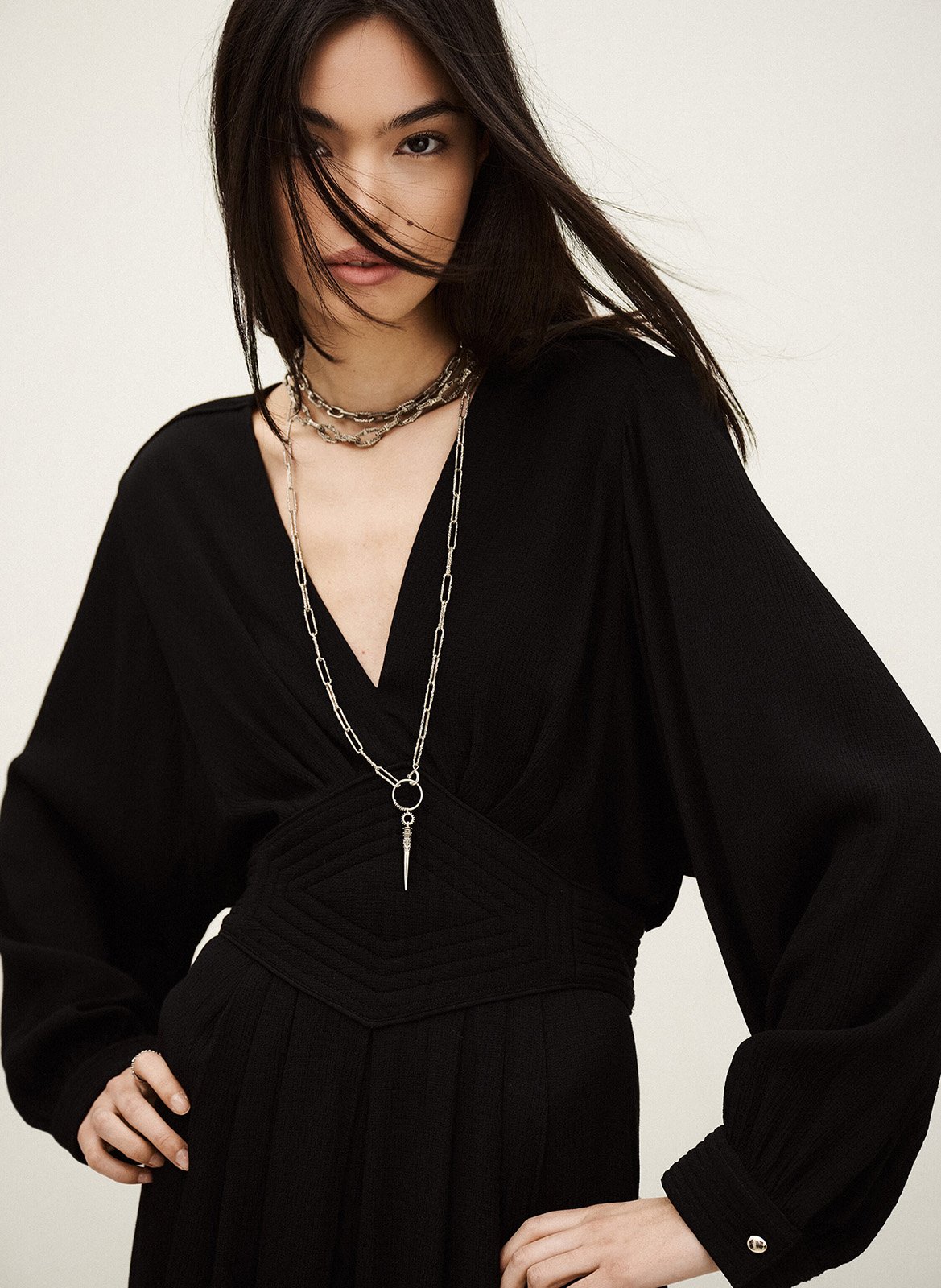 Flowing V-neck midi dress BA&SH Black