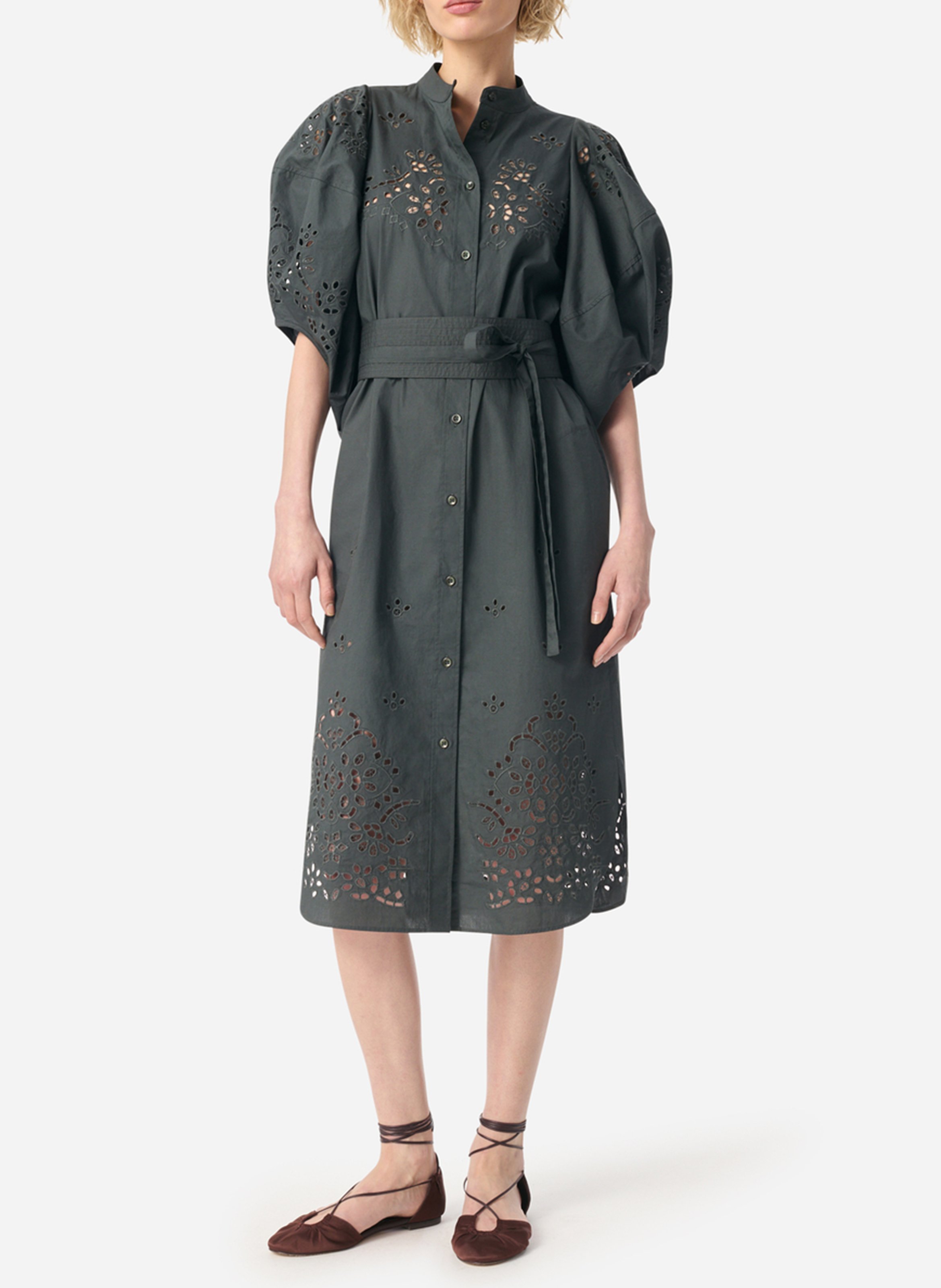 Robe midi en coton VANESSA BRUNO Gris