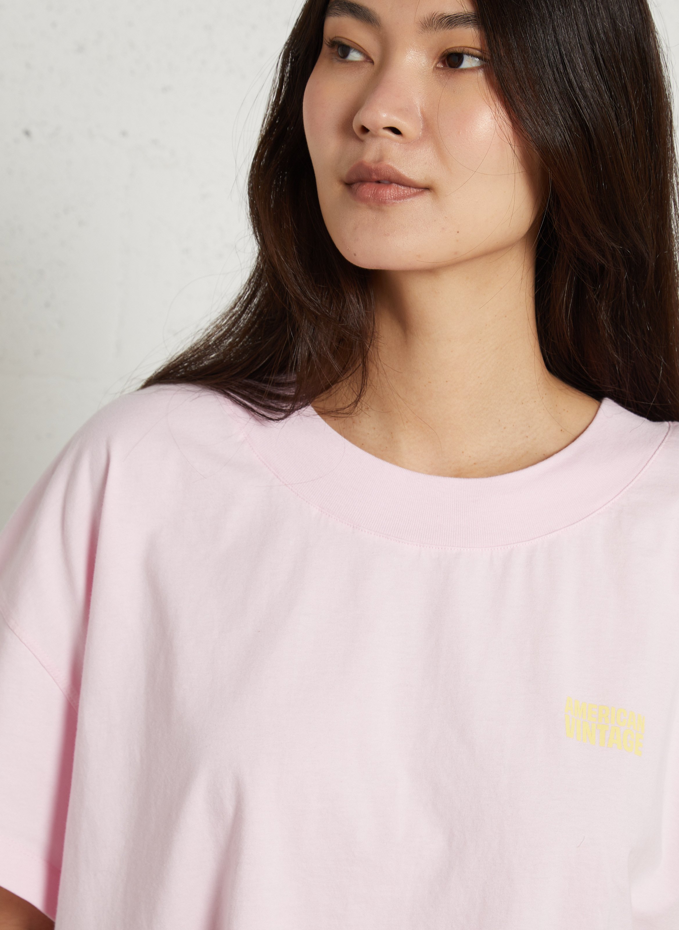 Oversized, katoenen T-shirt met ronde hals AMERICAN VINTAGE Roze