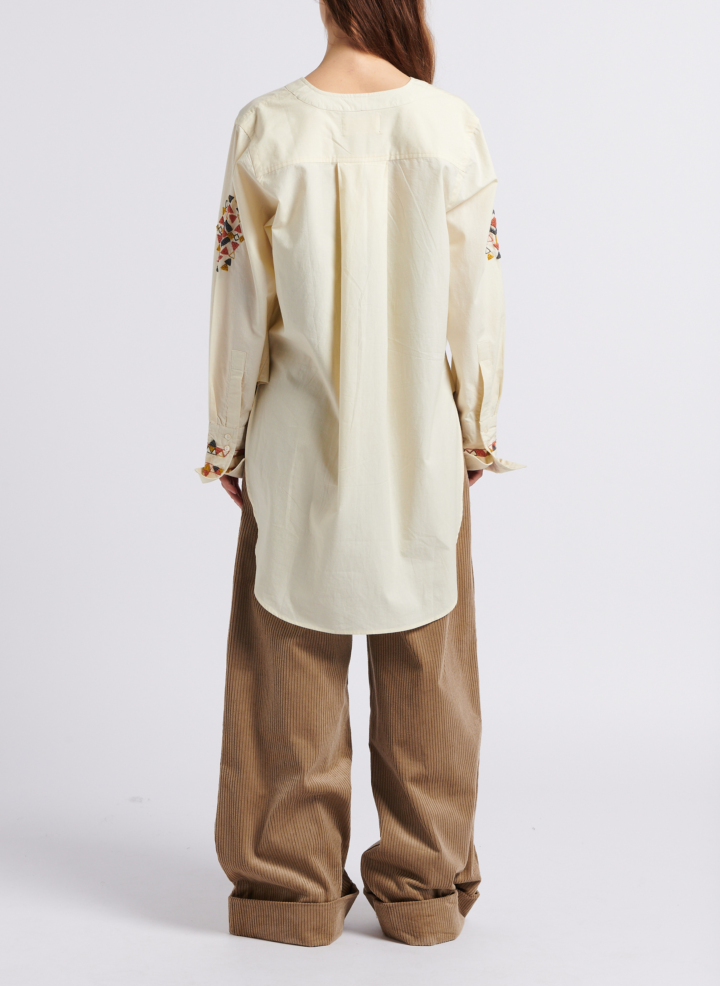 Baumwollbluse mit V-Ausschnitt und Stickerei V DE VINSTER Weiss