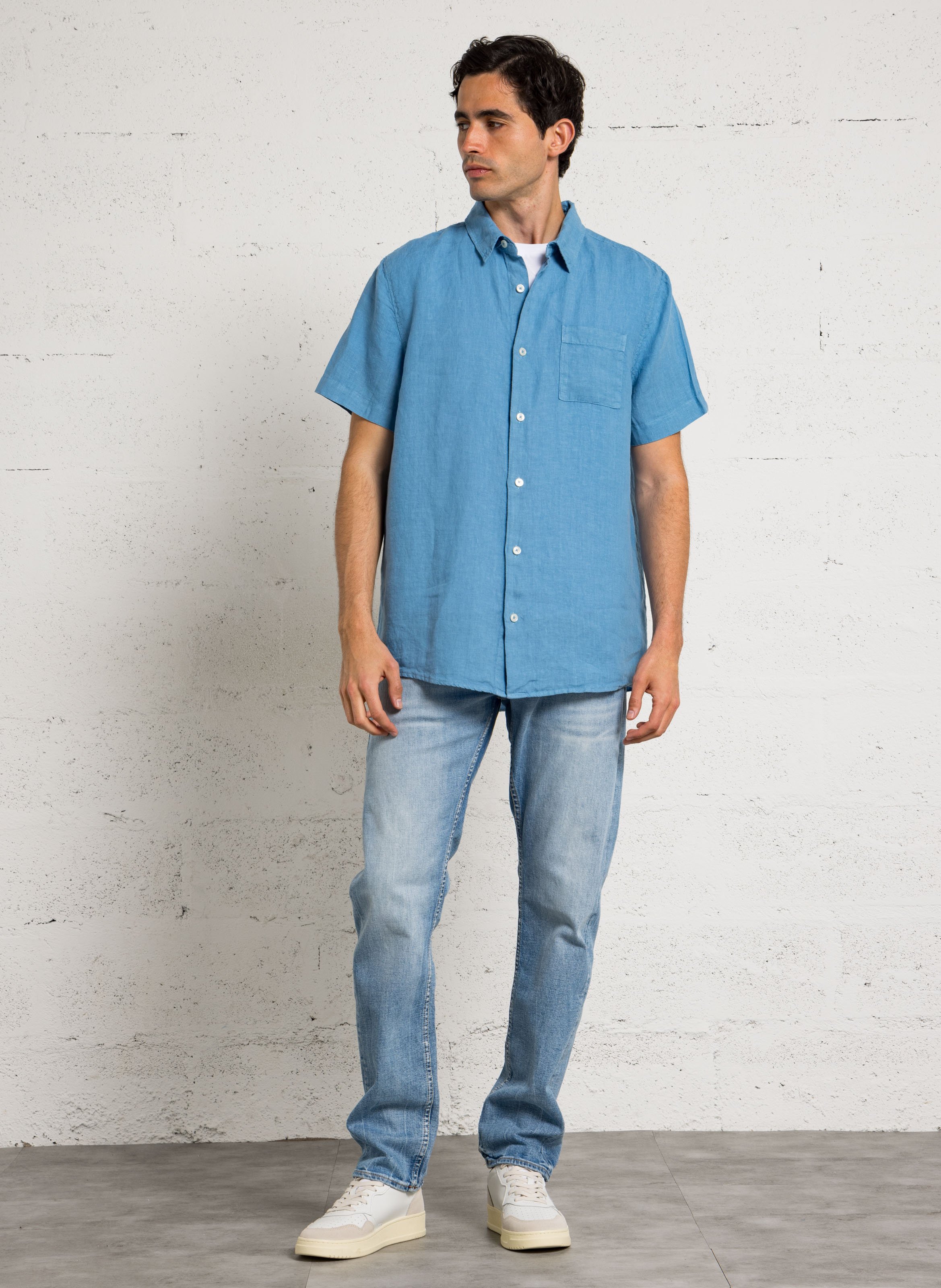 Straight linen shirt with classic collar ARMOR LUX Beige