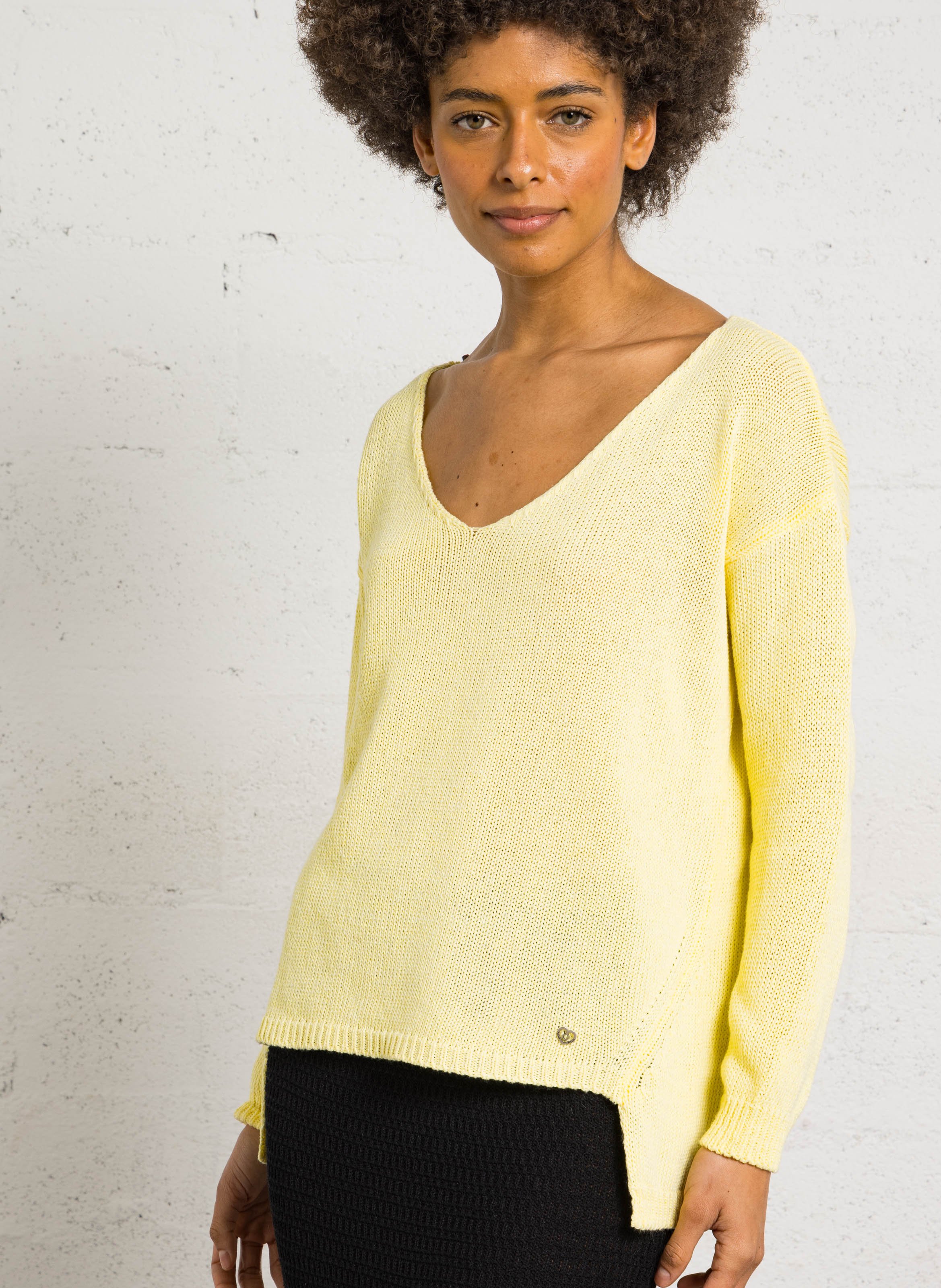 Straight-cut cotton-blend sweater PLEASE Yellow