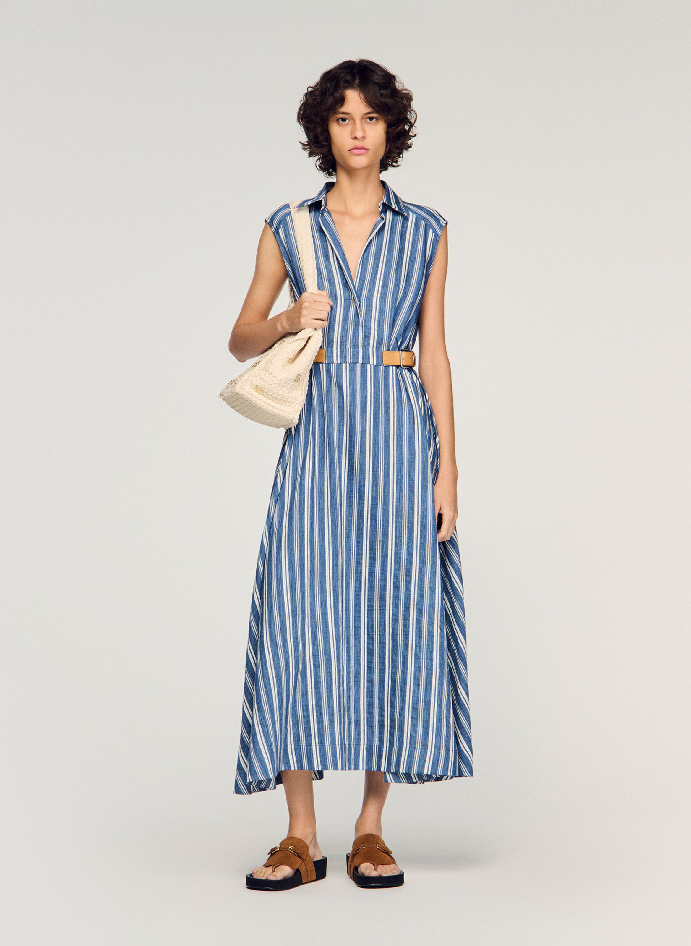 Robe longue cintrée SANDRO Bleu