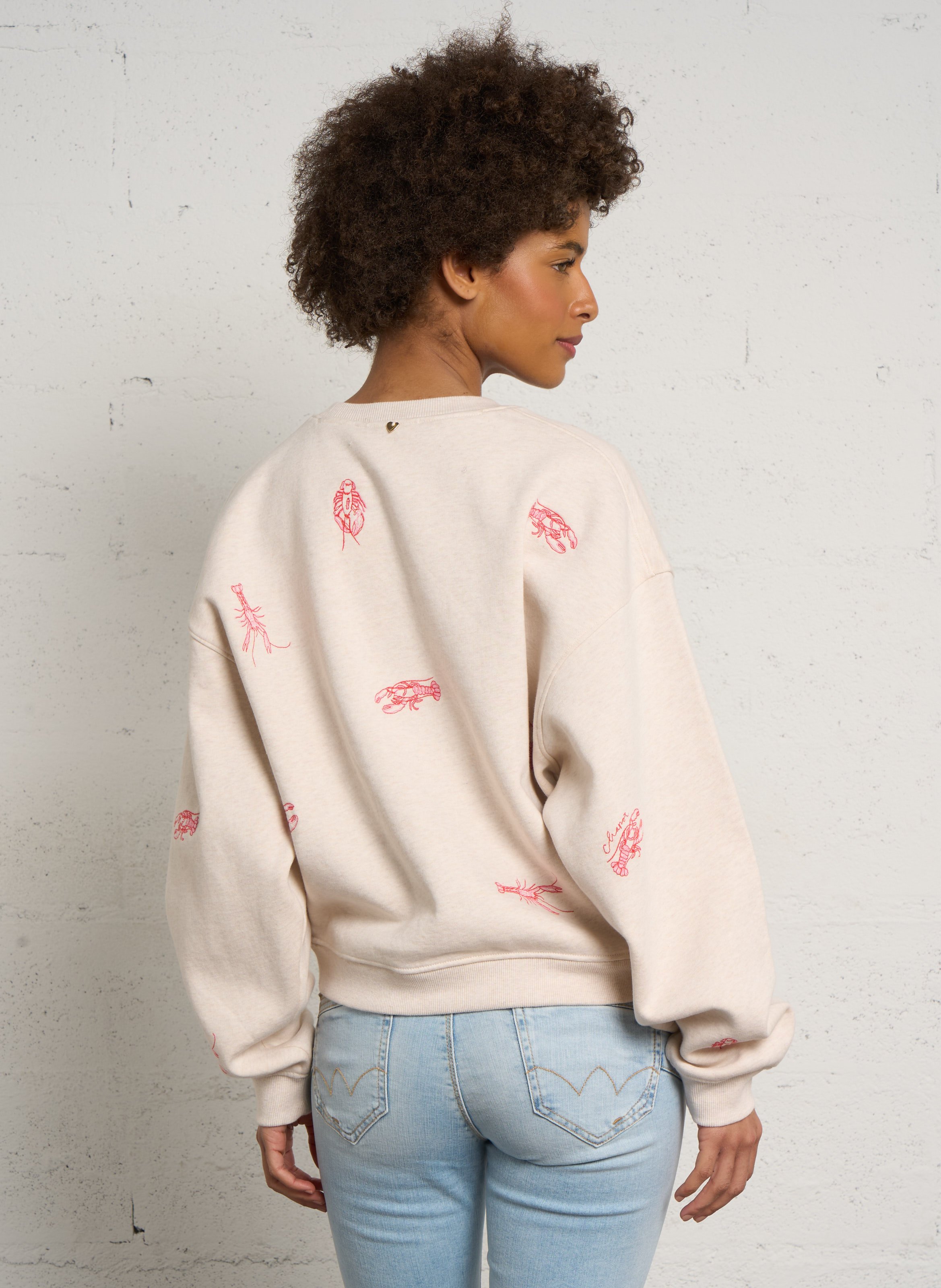 Oversized sweatshirt in organic cotton with embroidery FABIENNE CHAPOT White