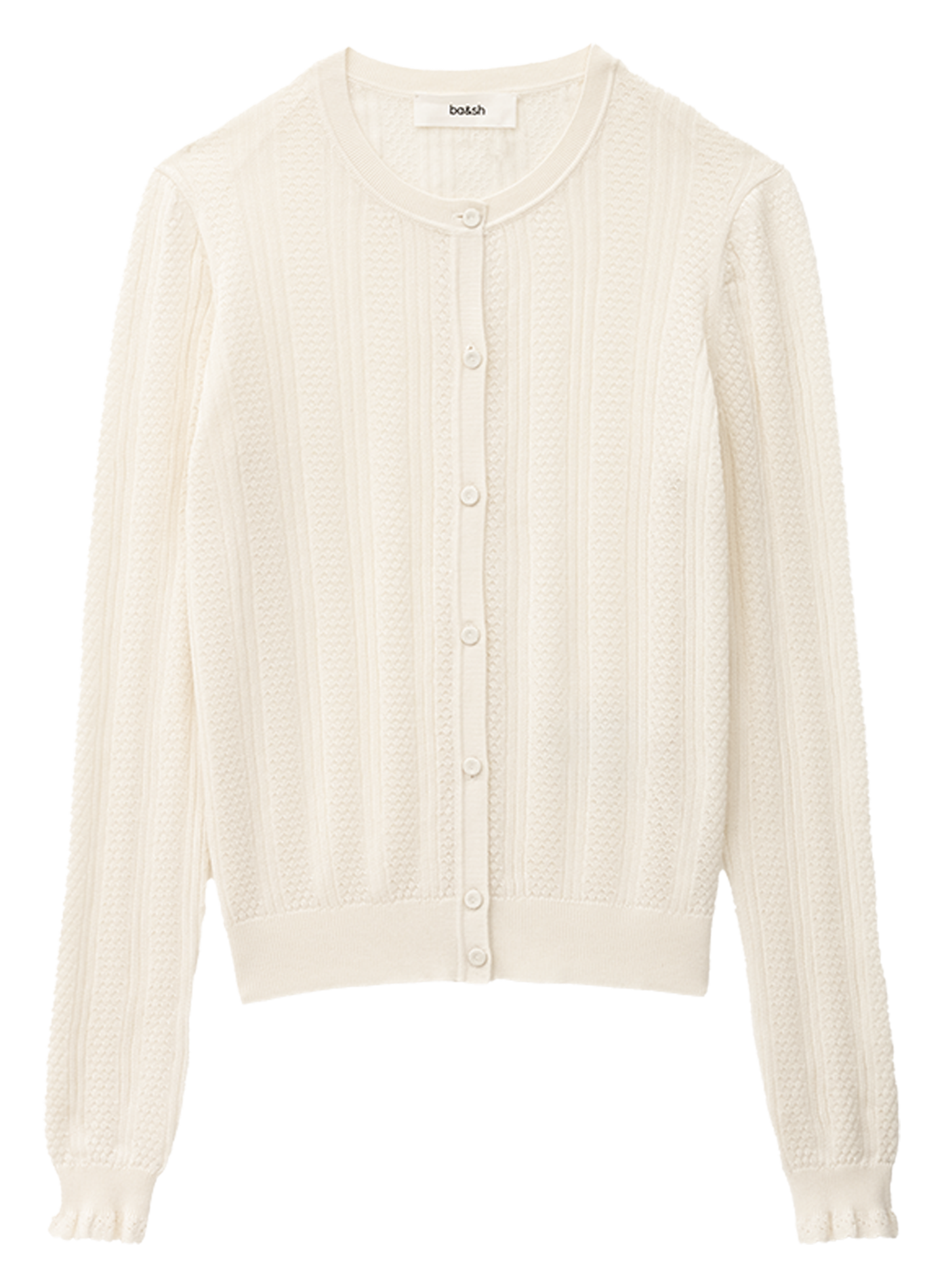 Rechte cardigan met ronde hals in gevlochten breisel BA&SH Beige