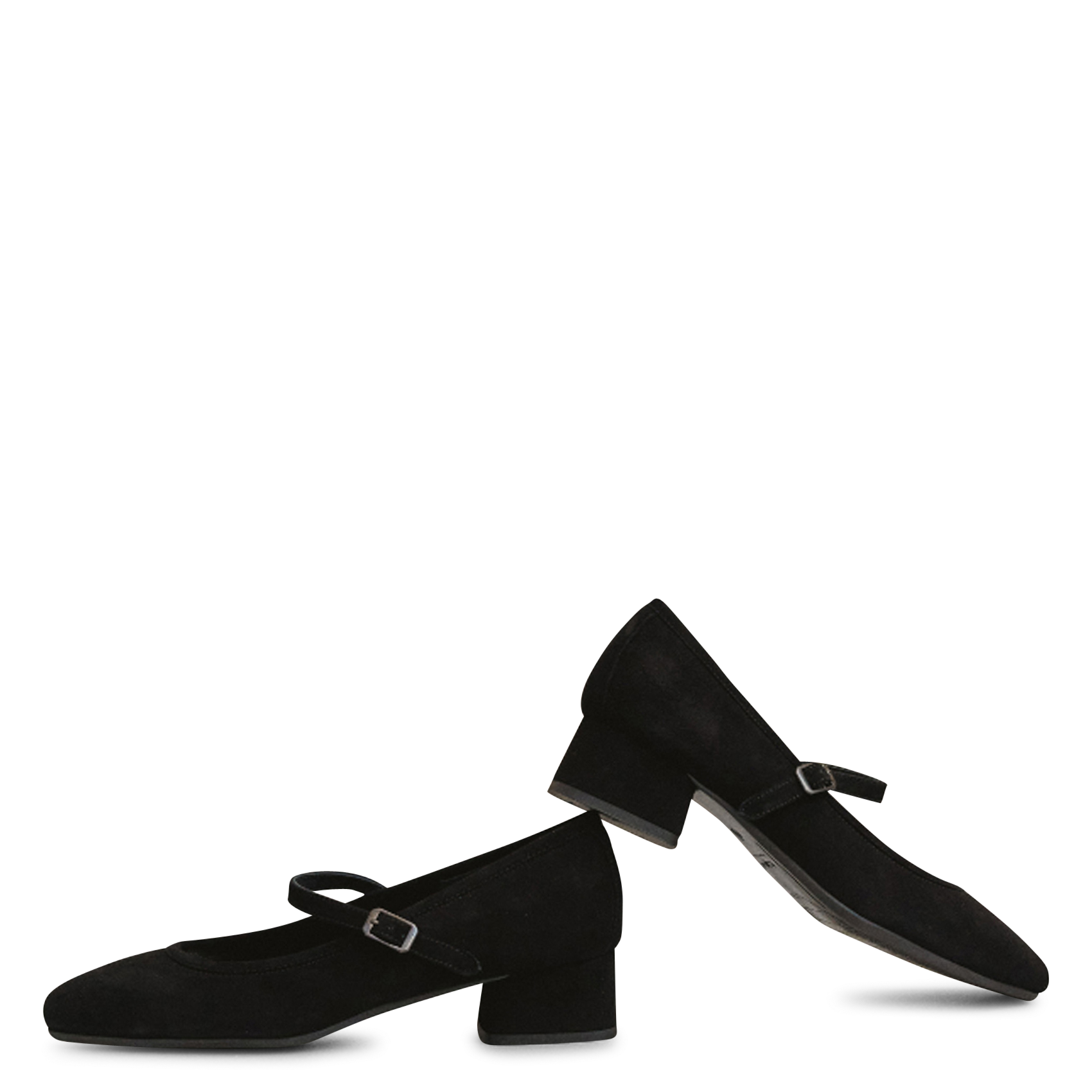 Babies à talons en cuir velours REQINS Noir