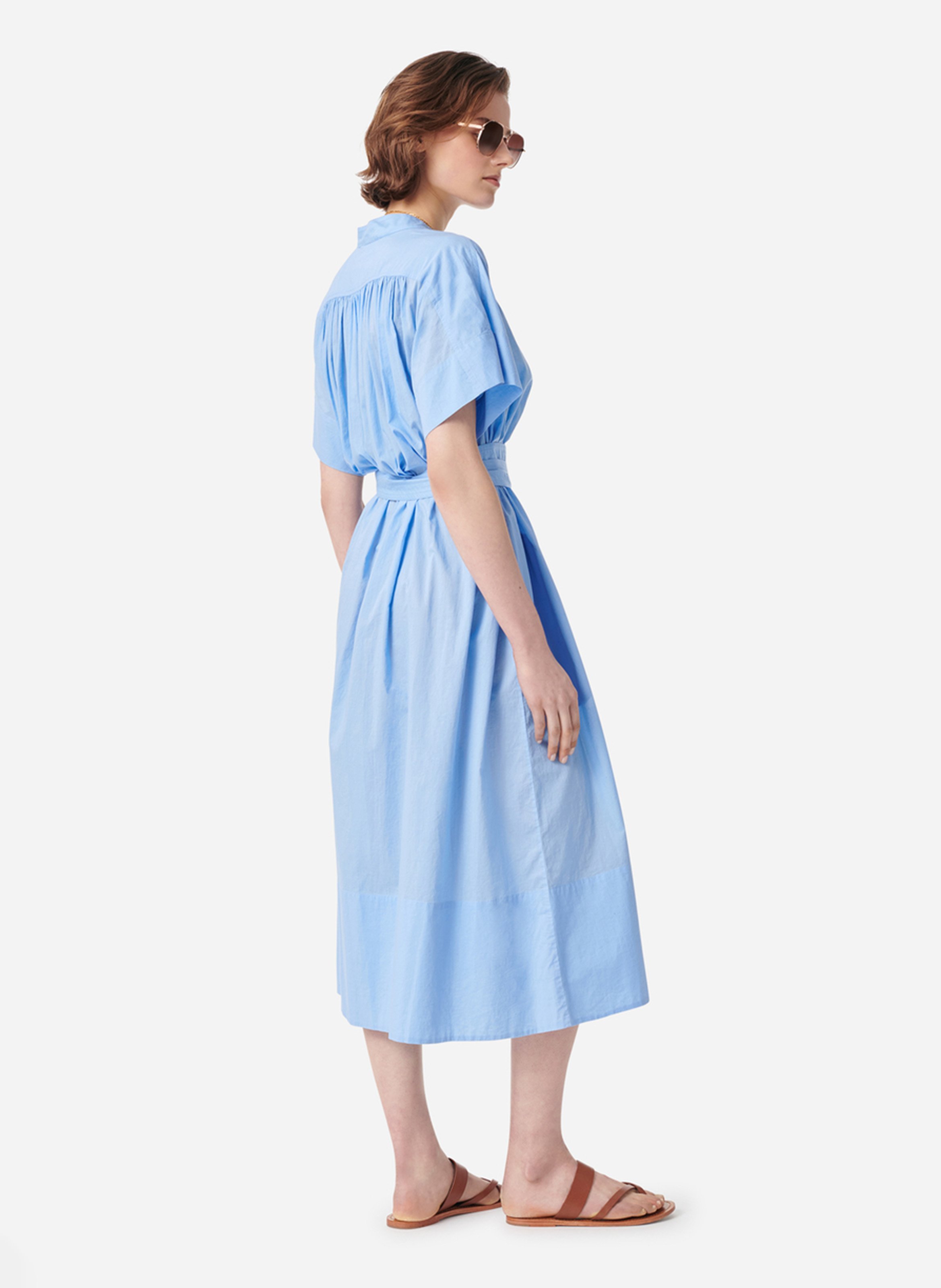 Baumwoll-Midikleid mit Rundhalsausschnitt VANESSA BRUNO Blau