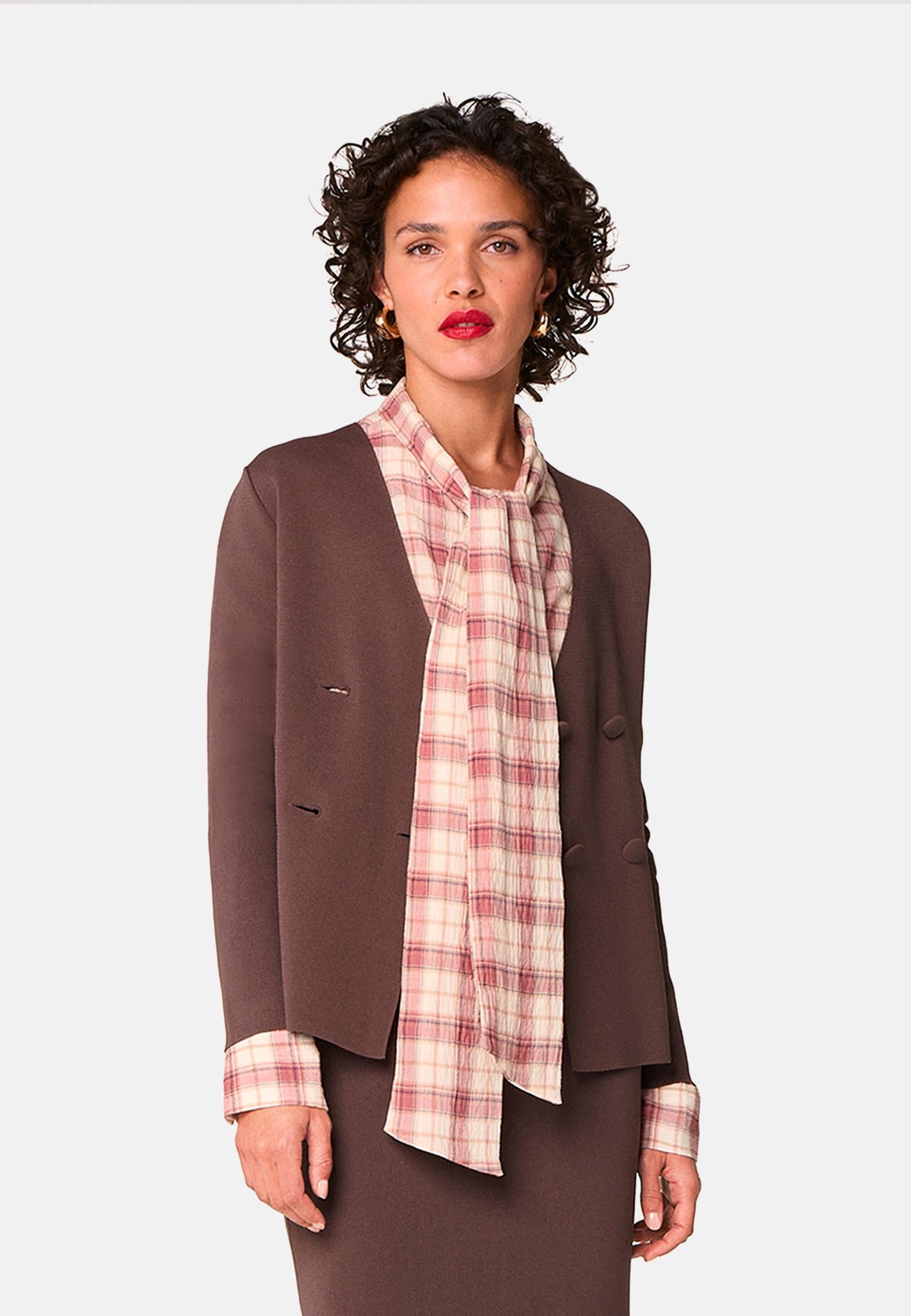 Crossed knit jacket RODIER Brown